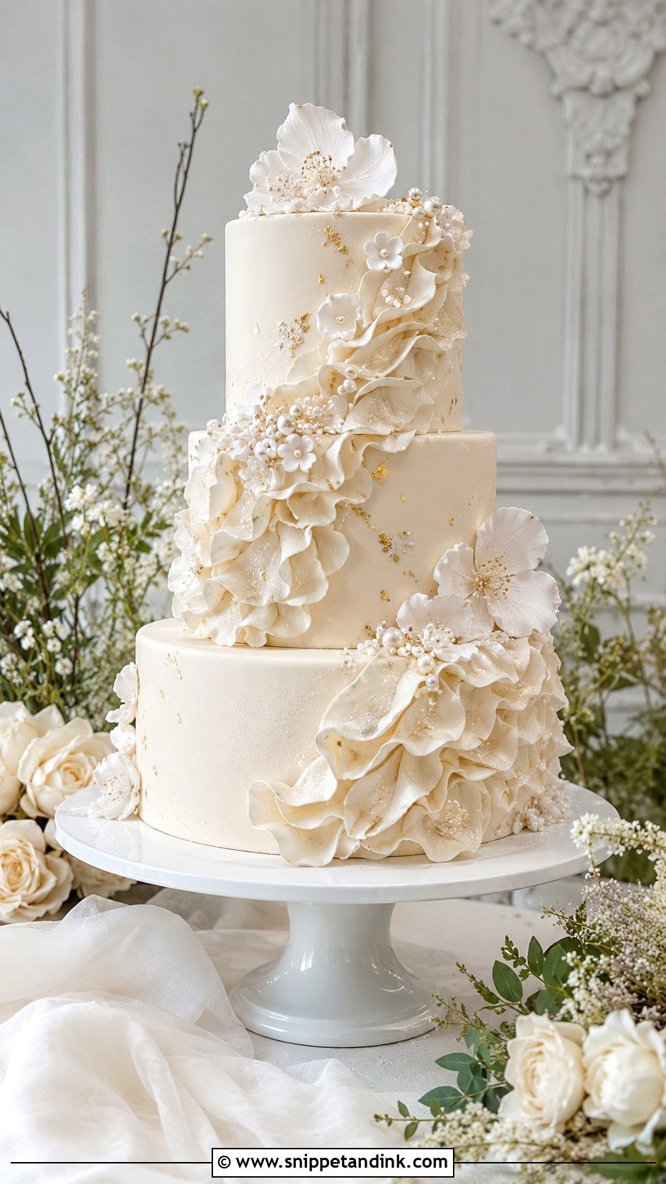 Ruffle Sparkle Wedding Cake - Snippet and Ink - 30 Sparkle Wedding Cake Ideas