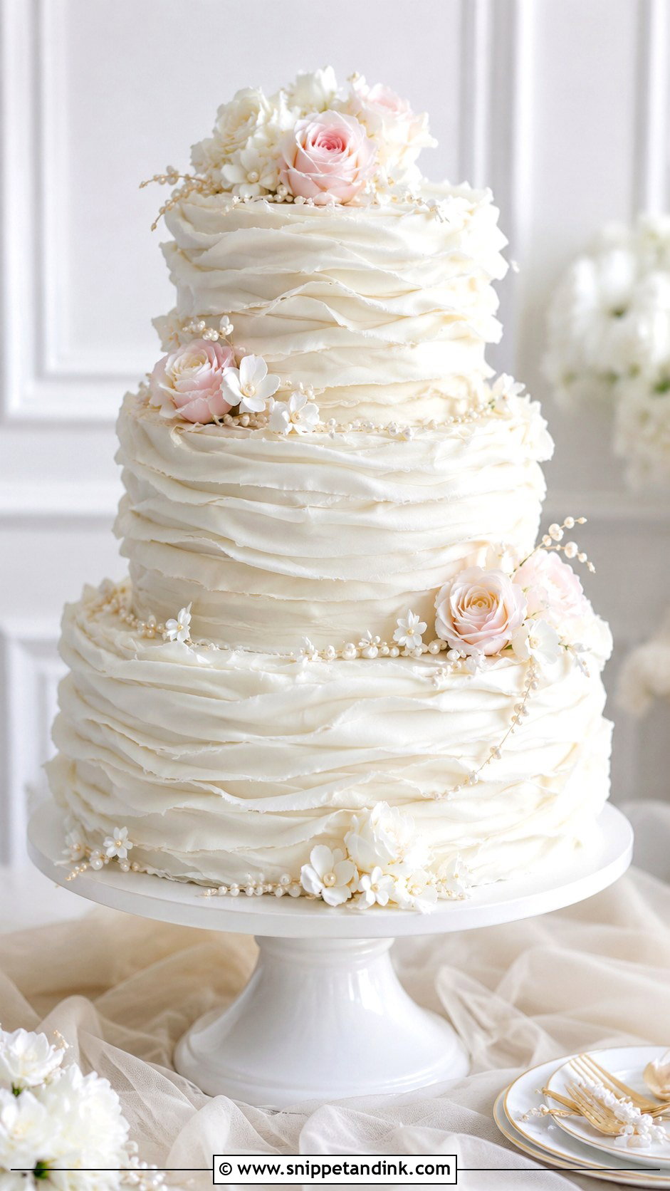Ruffle Tiered Wedding Cake - Snippet and Ink - 30 Tiered Wedding Cake Ideas