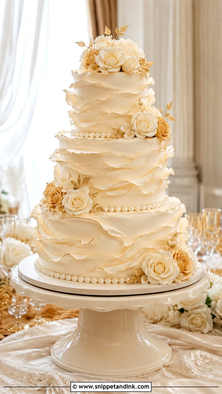 Ruffle Wedding Cake - Snippet and Ink - 20 Glitz and Glam Cake Ideas for Wedding