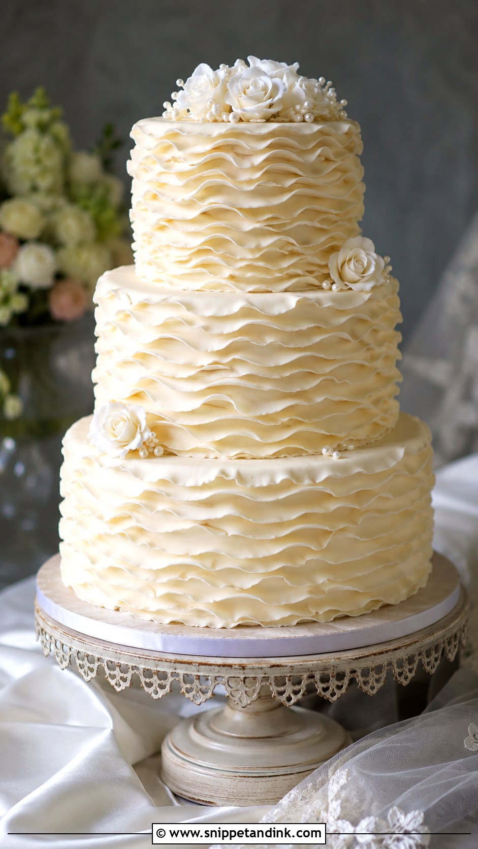 Ruffle Wedding Cake - Snippet and Ink - 20 Cake Photoshoot Aesthetic Ideas for Wedding