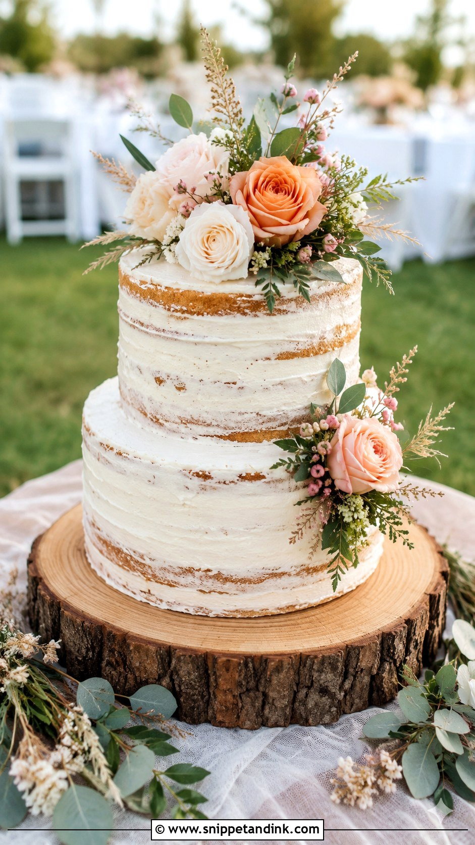 Rustic 2 Tier Wedding Cake With Roses - Snippet and Ink - 20 2 Tier Wedding Cake Ideas with Roses