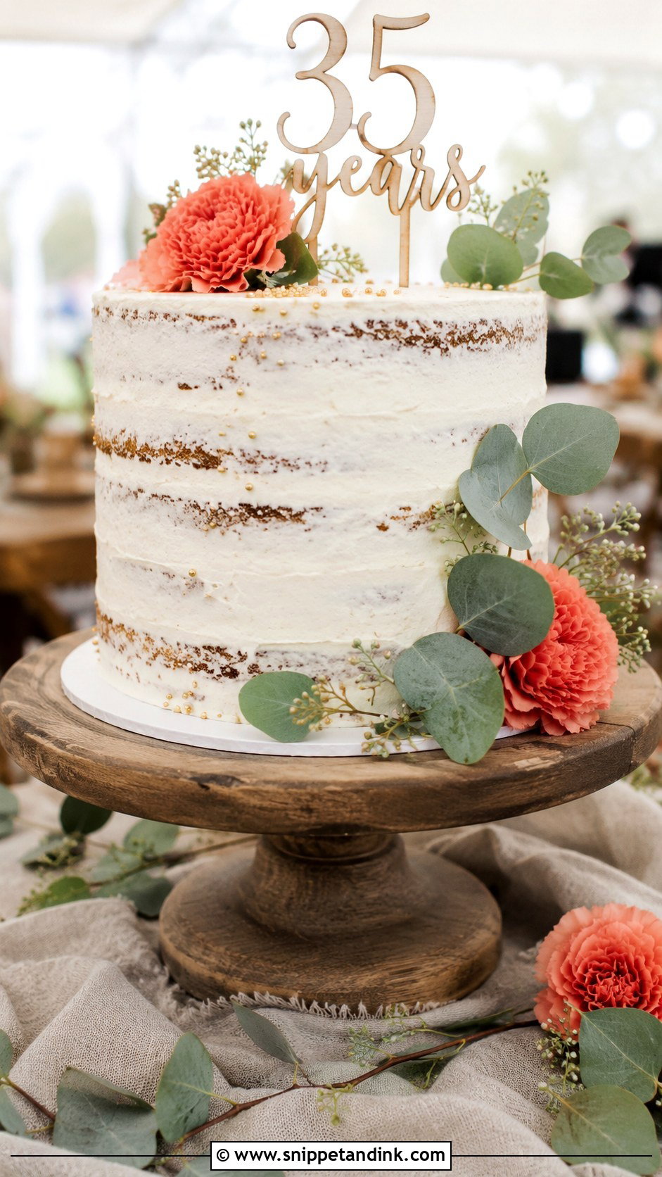 Rustic 35th Wedding Anniversary Cake - Snippet and Ink - 20 35th Wedding Anniversary Cake Ideas