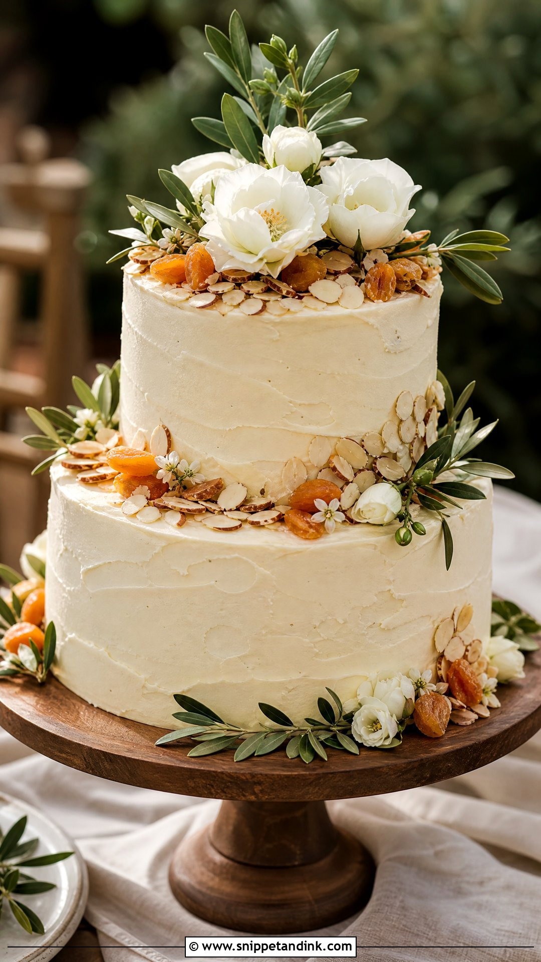 Rustic Almond Wedding Cake - Snippet and Ink - 30 Rustic Cake Ideas for Wedding