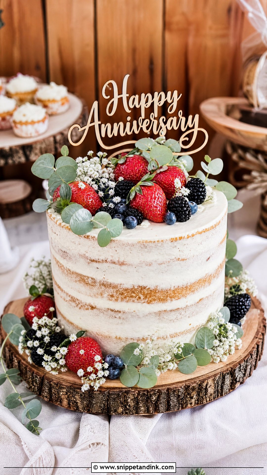Rustic Anniversary Cake - Snippet and Ink - 30 Marriage Anniversary Cake Design Ideas