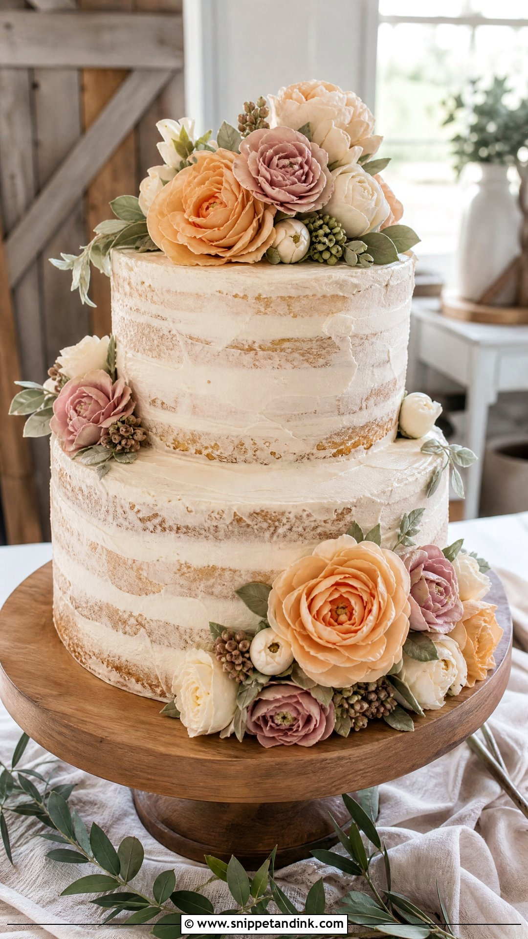 Rustic Buttercream Flower Wedding Cake - Snippet and Ink - 25 Buttercream Flower Cake Ideas for Wedding
