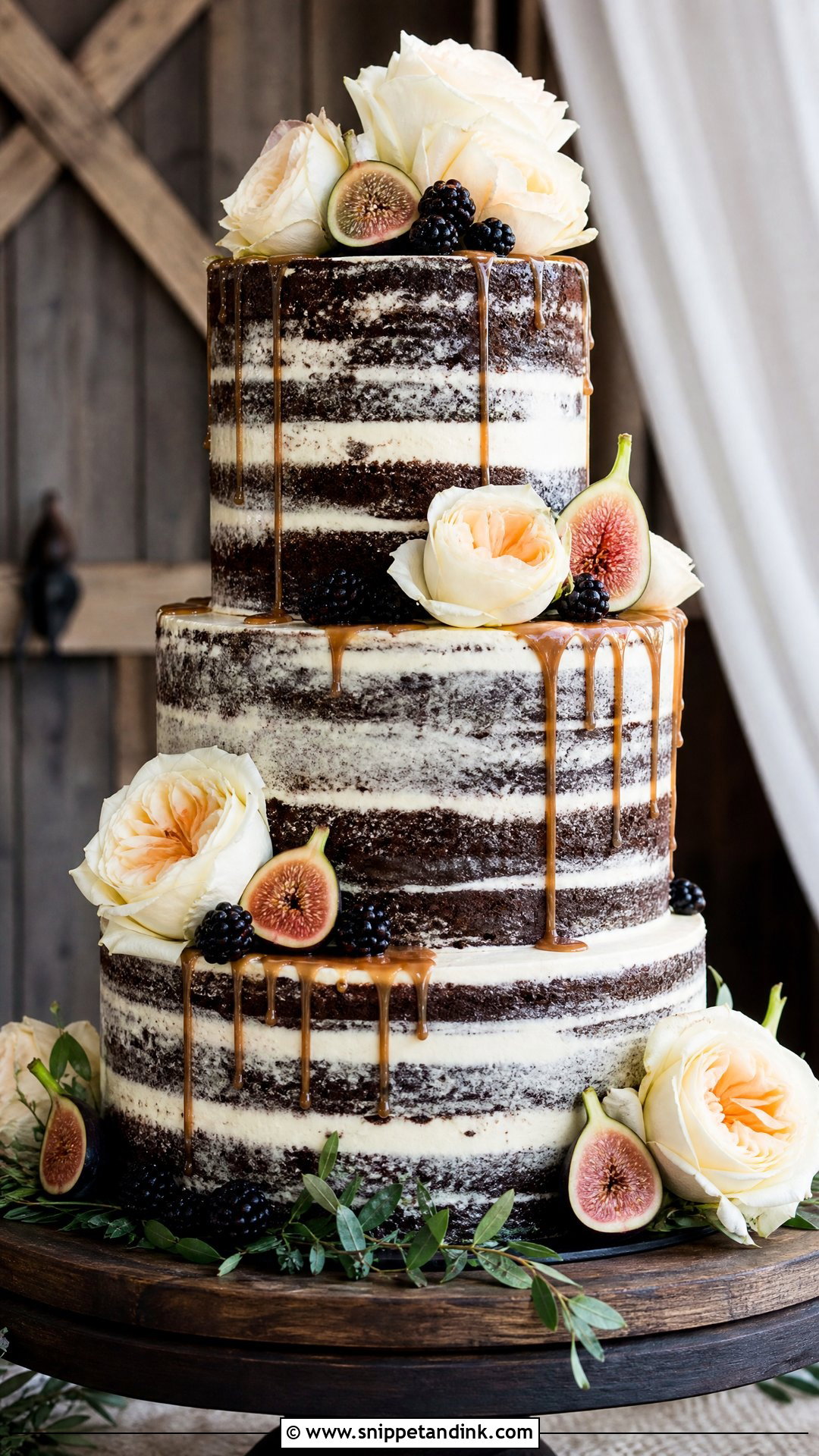 Rustic Chocolate Wedding Cake - Snippet and Ink - 30 Rustic Cake Ideas for Wedding