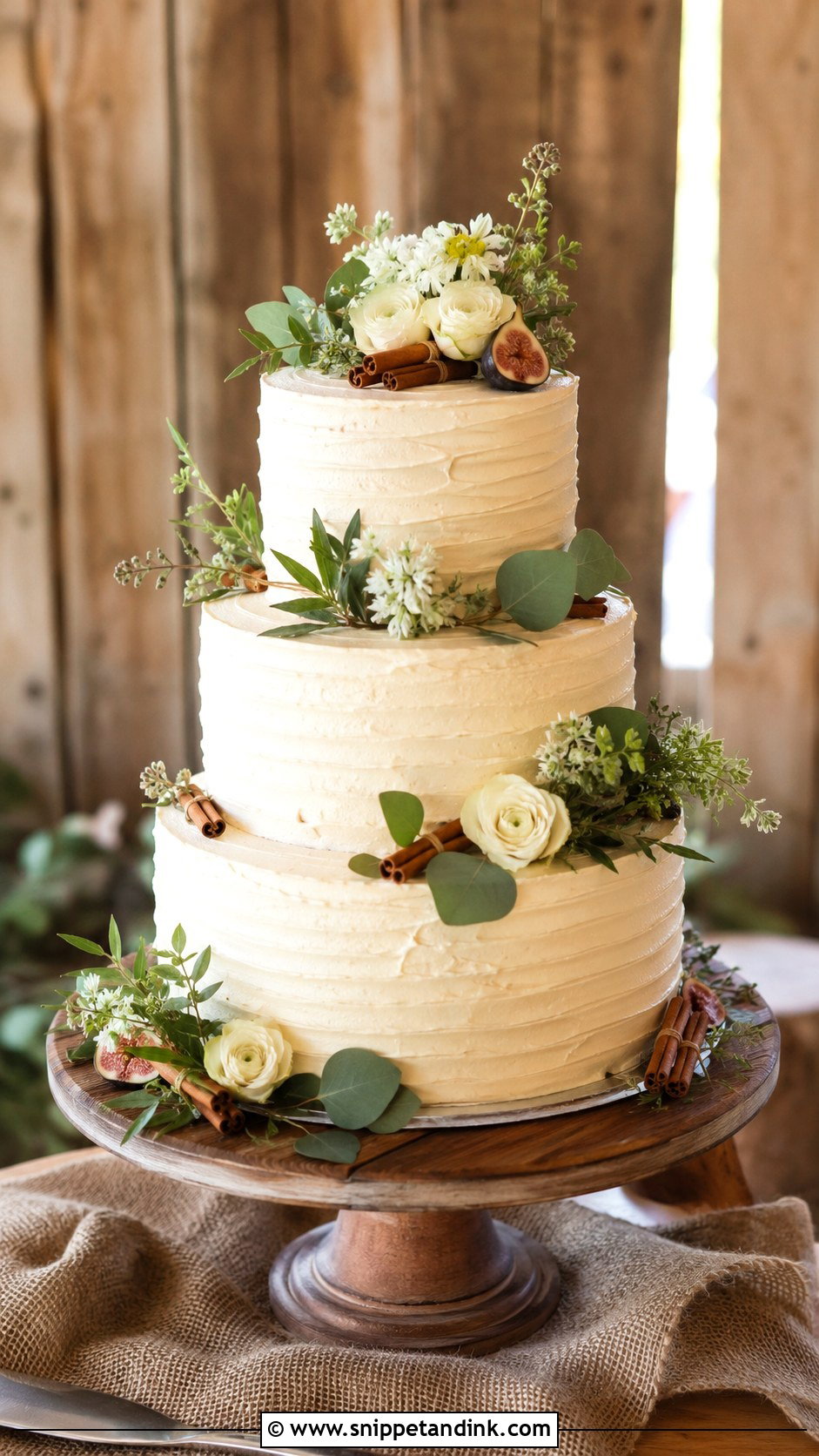 Rustic Cinnamon Wedding Cake - Snippet and Ink - 20 Cinnamon Wedding Cake Ideas