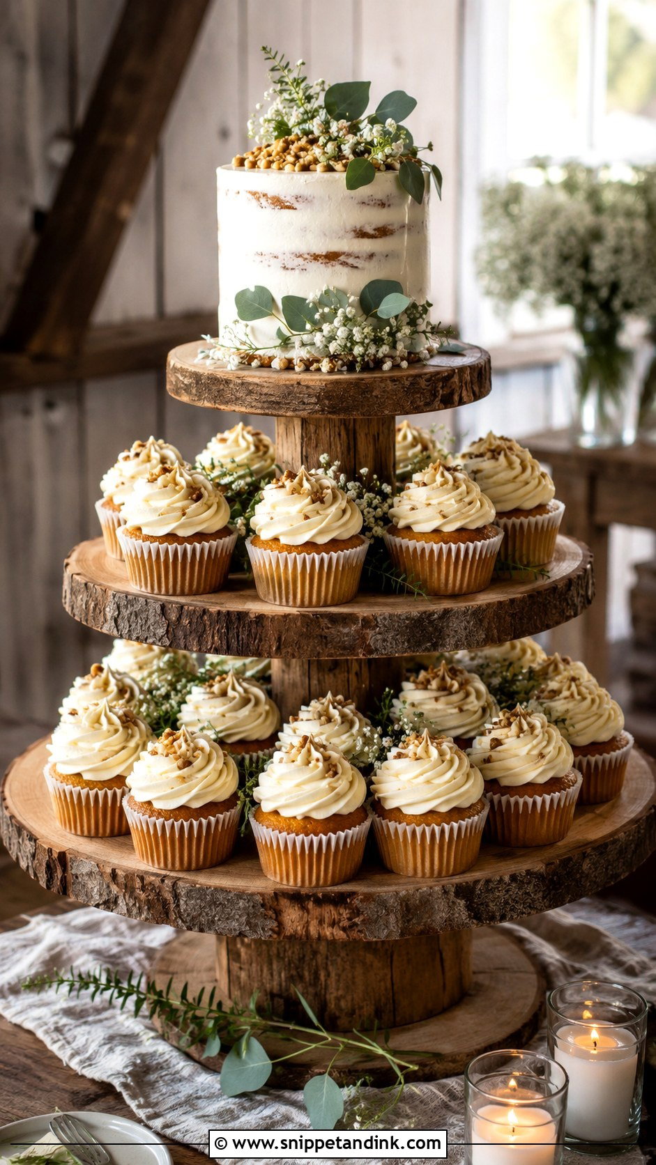 Rustic Cupcake Wedding Cake Stand - Snippet and Ink - 25 Elegant Cupcake Wedding Cake Ideas