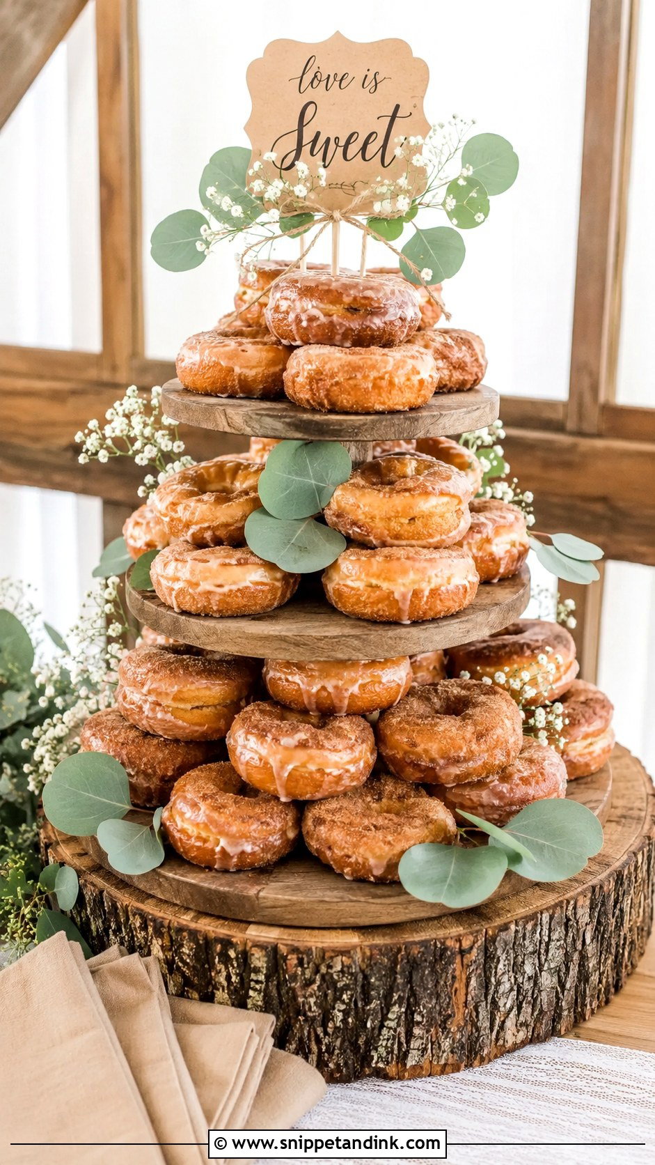 Rustic Donut Wedding Cake - Snippet and Ink - 20 Wedding Donut Cake Ideas