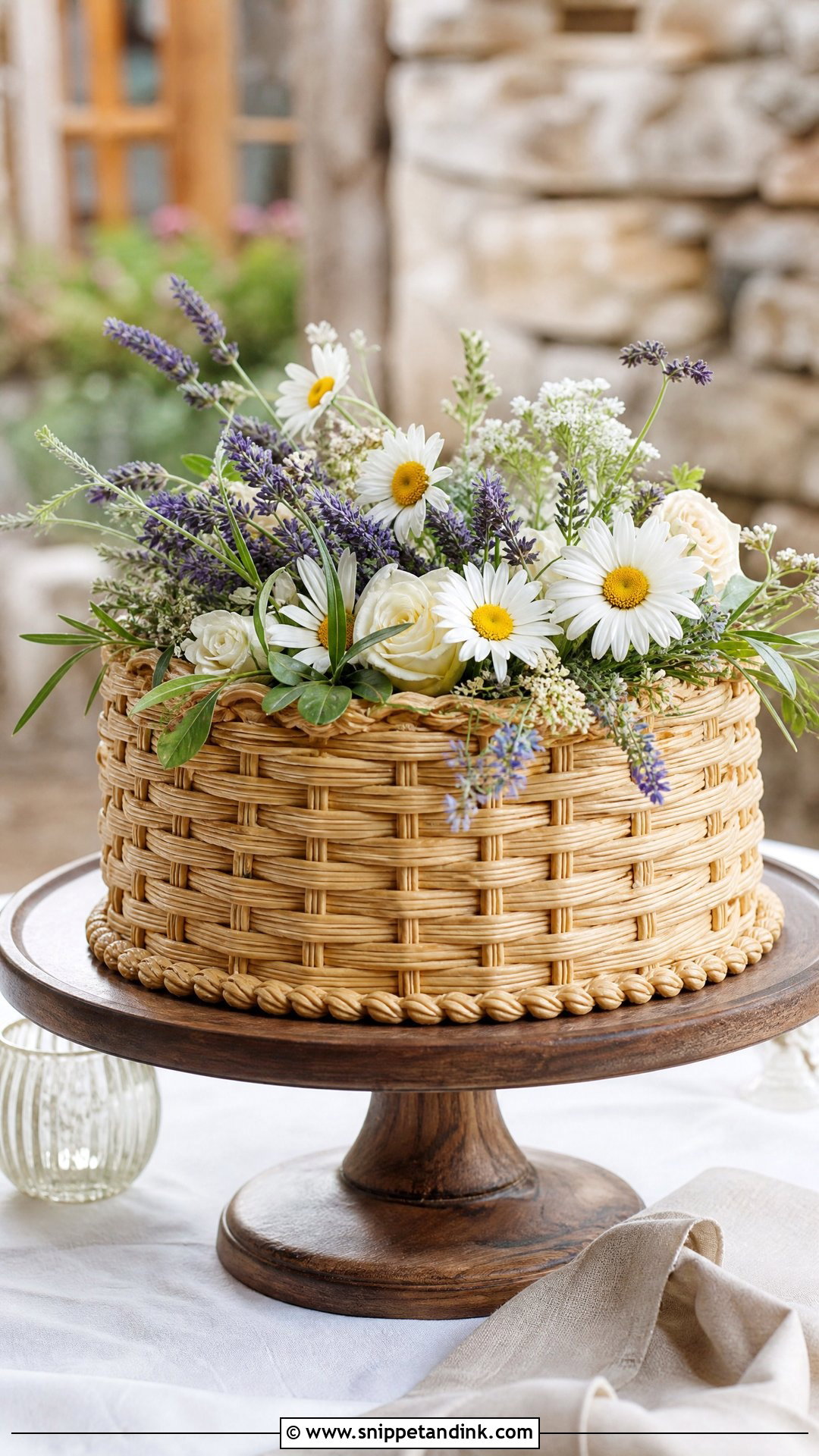 Rustic Flower Basket Wedding Cake - Snippet and Ink - 25 Flower Basket Cake Ideas for Wedding