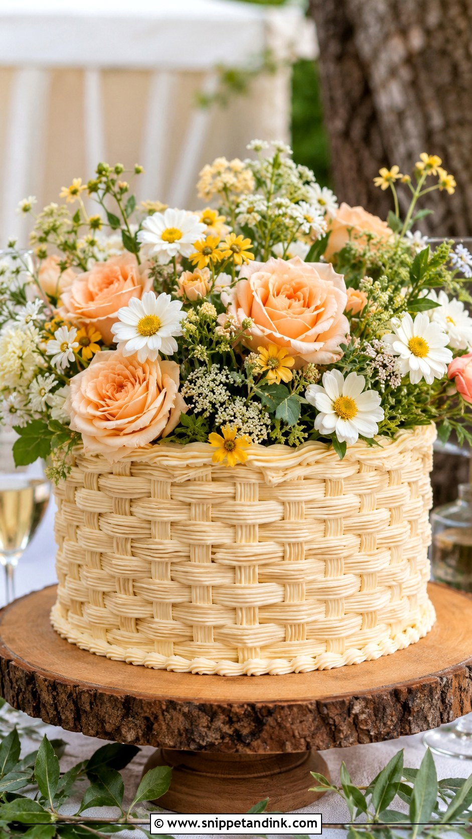 Rustic Flower Basket Wedding Cake - Snippet and Ink - 20 Flower Basket Cake Designs for Wedding