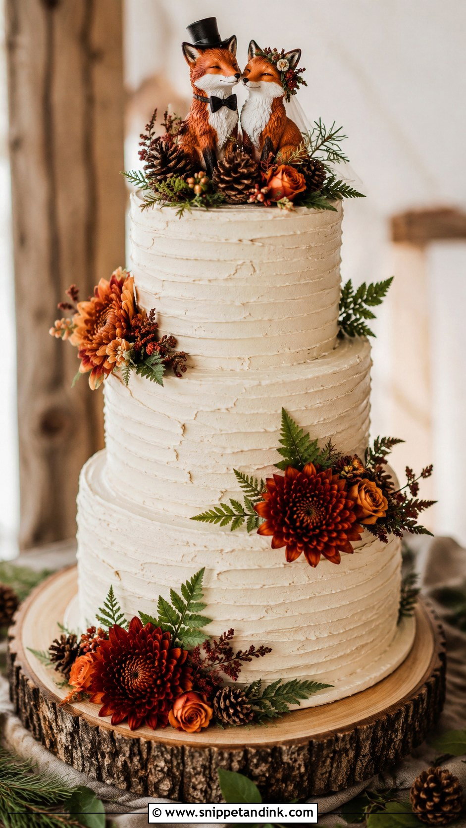 Rustic Fox Wedding Cake - Snippet and Ink - 20 Fox Wedding Cake Ideas