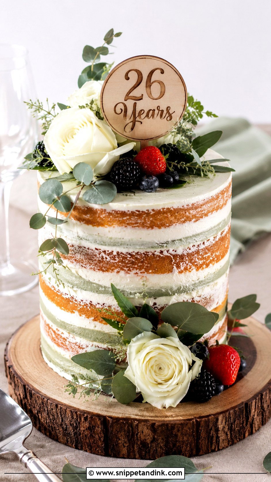 Rustic Green Naked Cake - Snippet and Ink - 20 26th Anniversary Cake Ideas