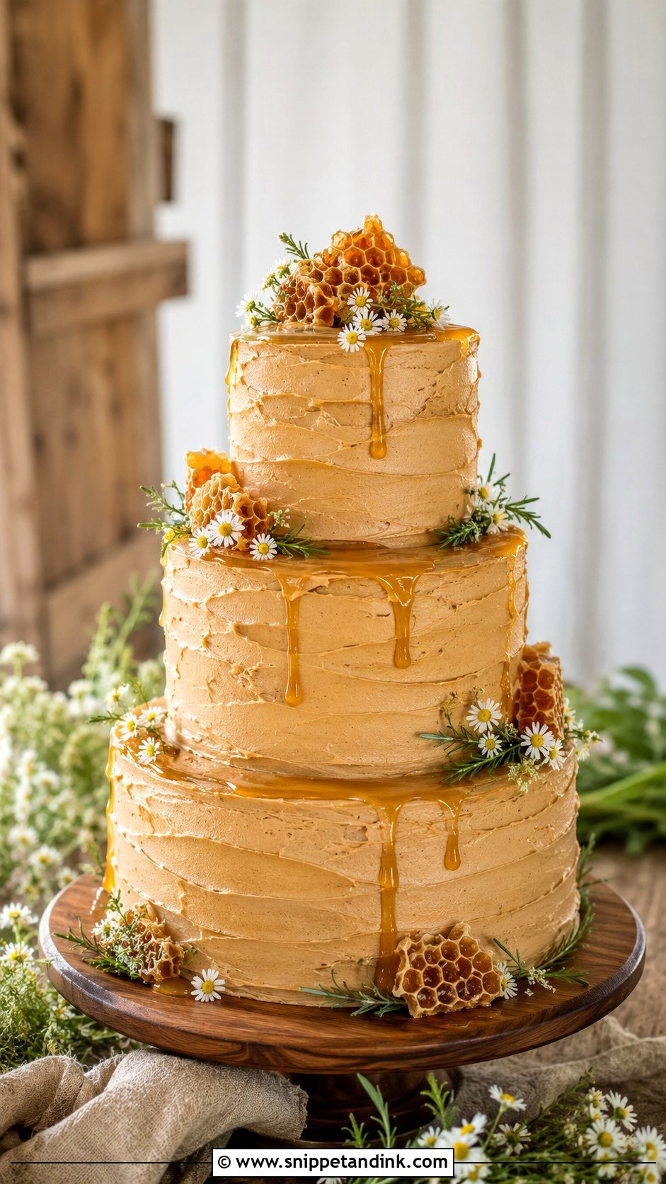 Rustic Honey Wedding Cake - Snippet and Ink - 20 Honey Cake Design Ideas for Wedding