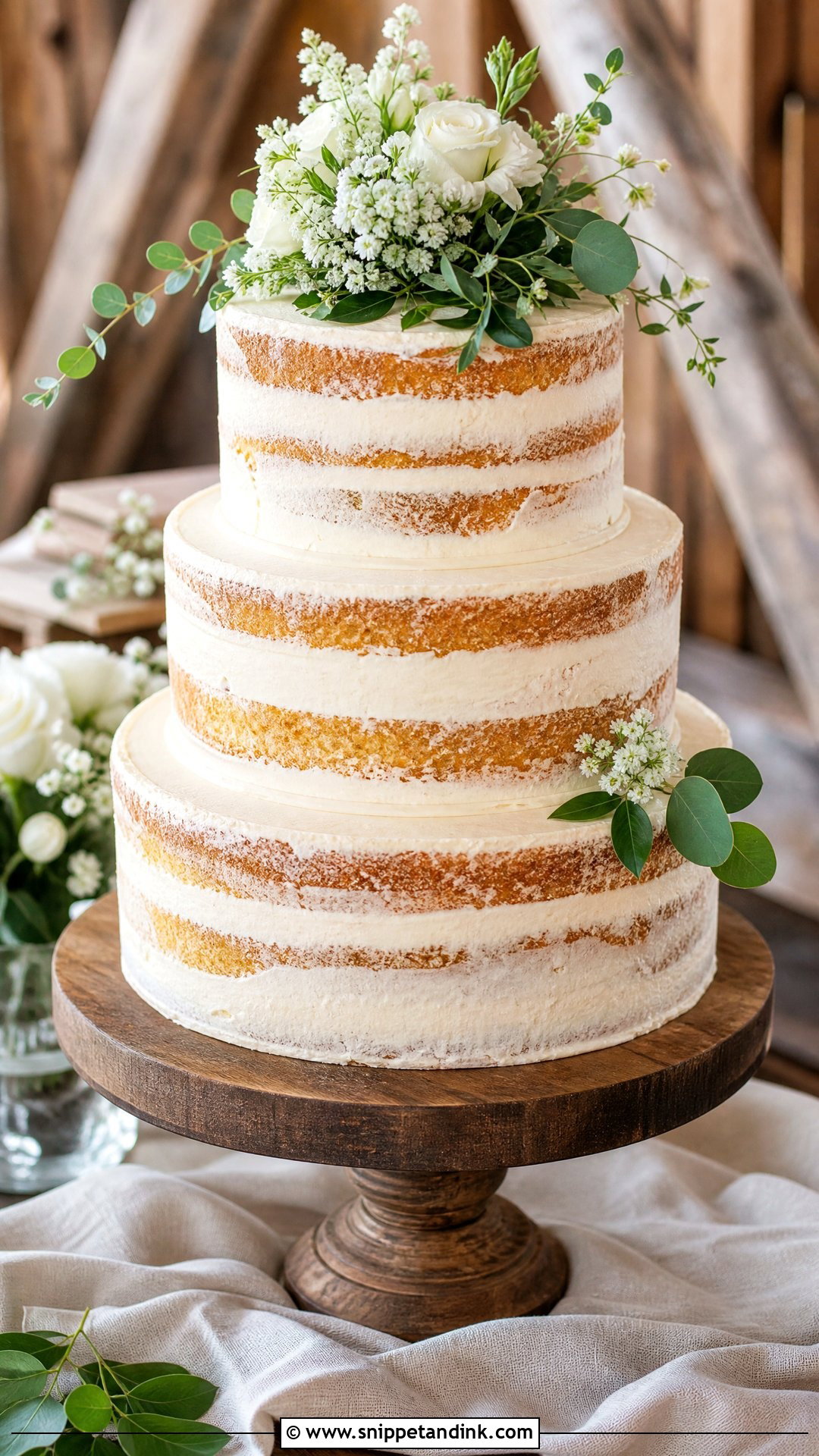Rustic Naked Wedding Cake - Snippet and Ink - 25 Naked Wedding Cakes