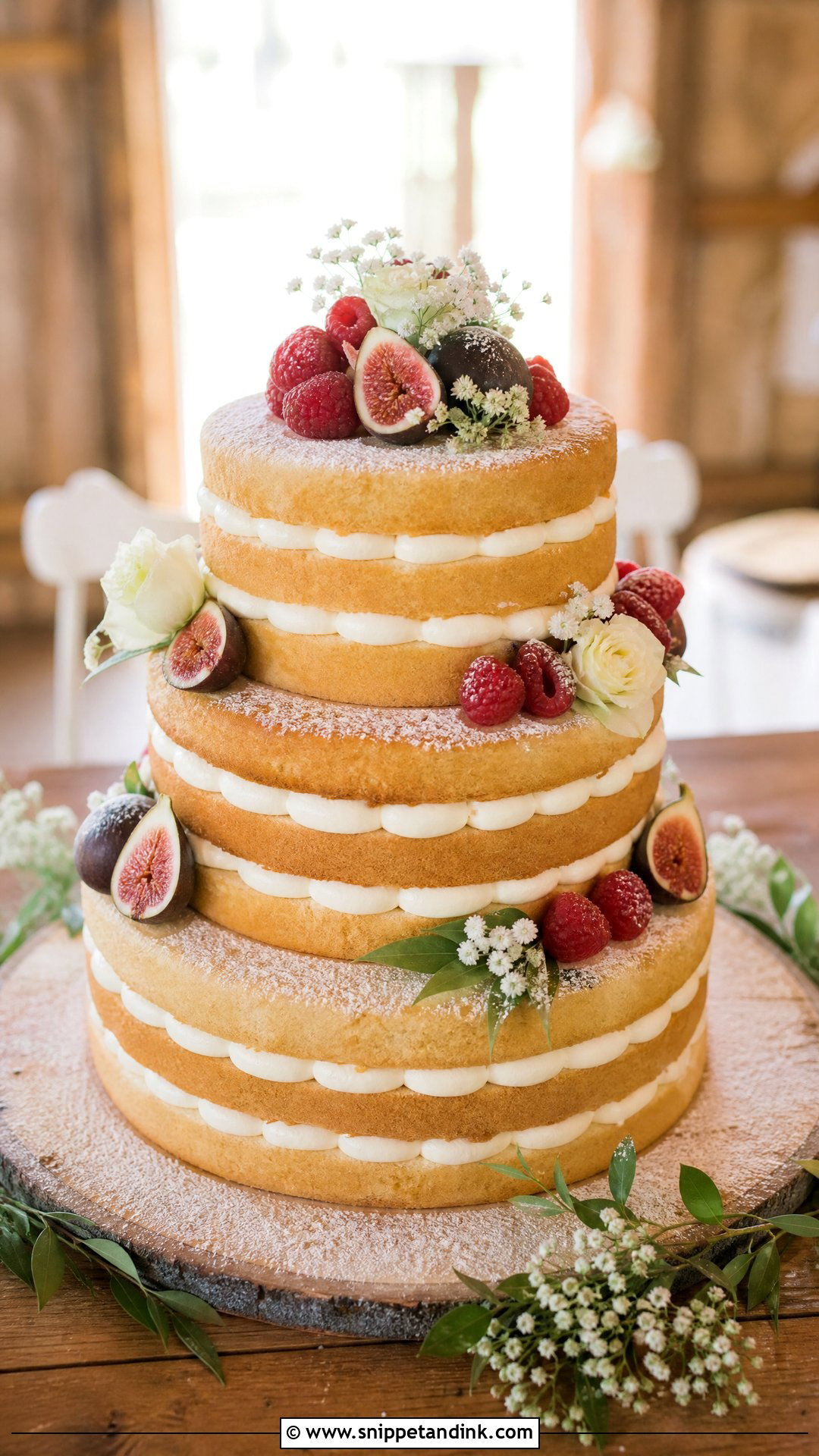 Rustic Naked Wedding Cake - Snippet and Ink - 30 Rustic Cake Ideas for Wedding