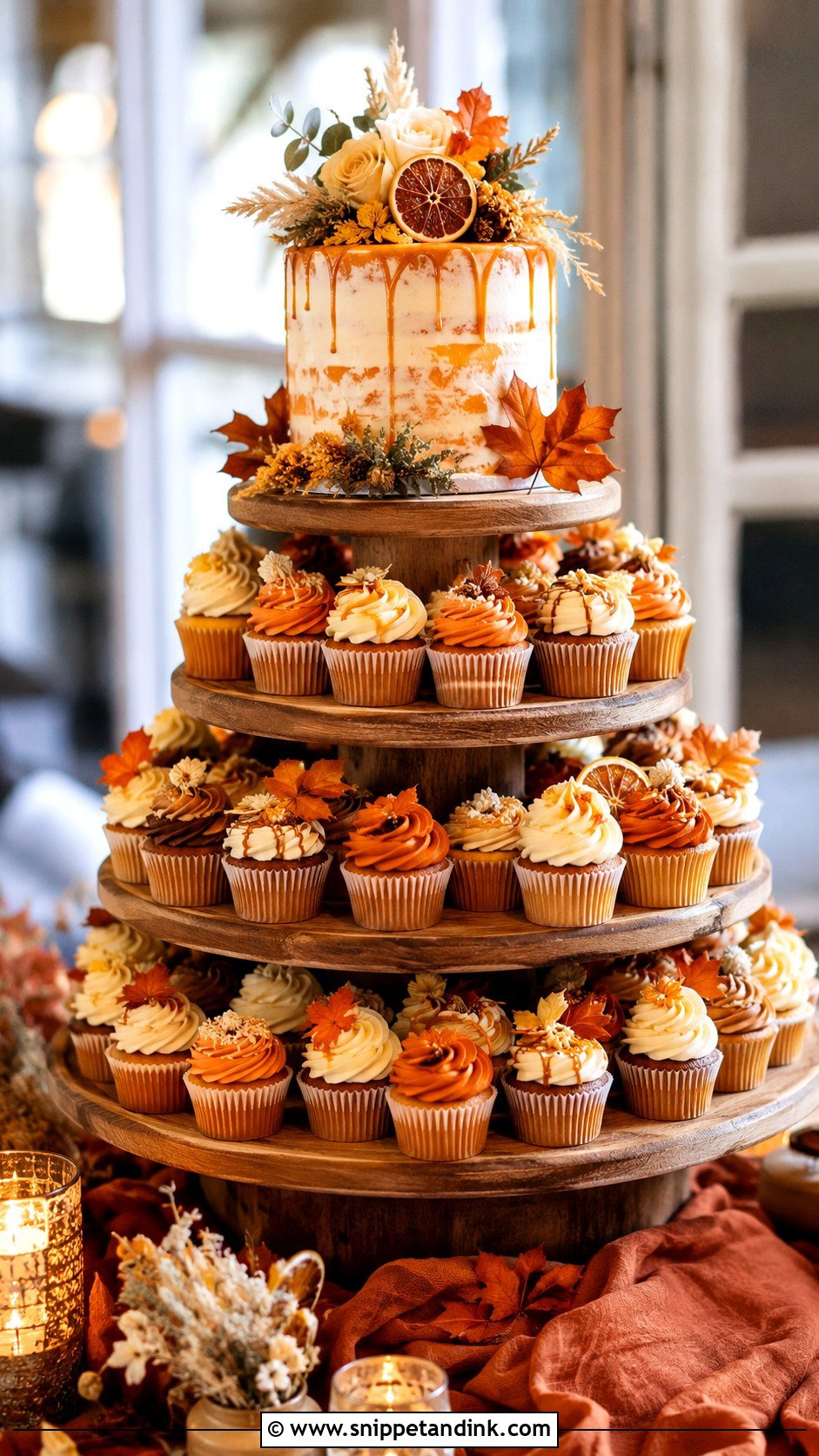 Rustic Orange Cupcake Wedding Cake - Snippet and Ink - 20 Rustic Orange Fall Wedding Cakes