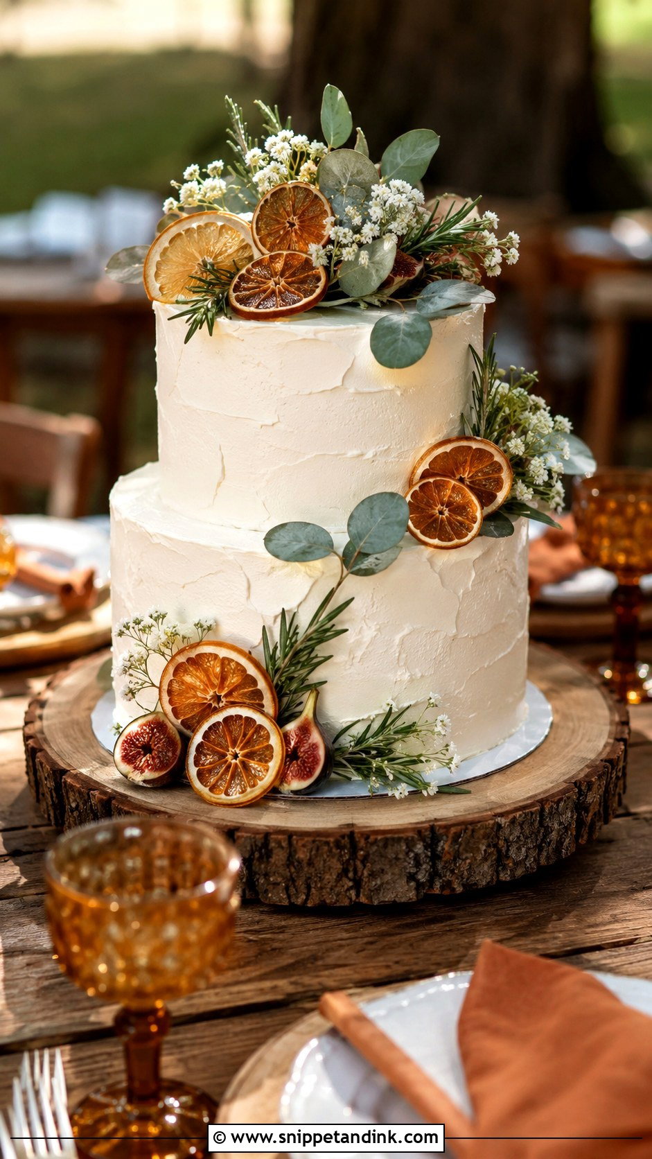 Rustic Orange Wedding Cake With Dried Citrus - Snippet and Ink - 20 Rustic Orange Fall Wedding Cakes