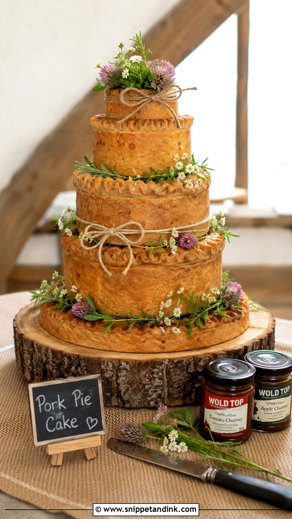 Rustic Pork Pie Wedding Cake - Snippet and Ink - 20 Pork Pie Wedding Cake Ideas
