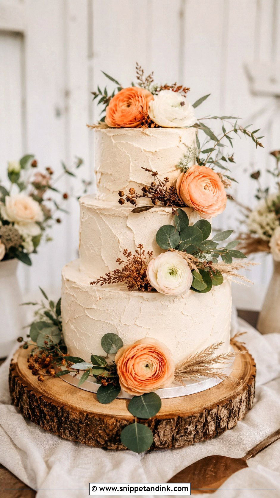 Rustic Ranunculus Wedding Cake - Snippet and Ink - 25 Wedding Cake Ideas with Ranunculus