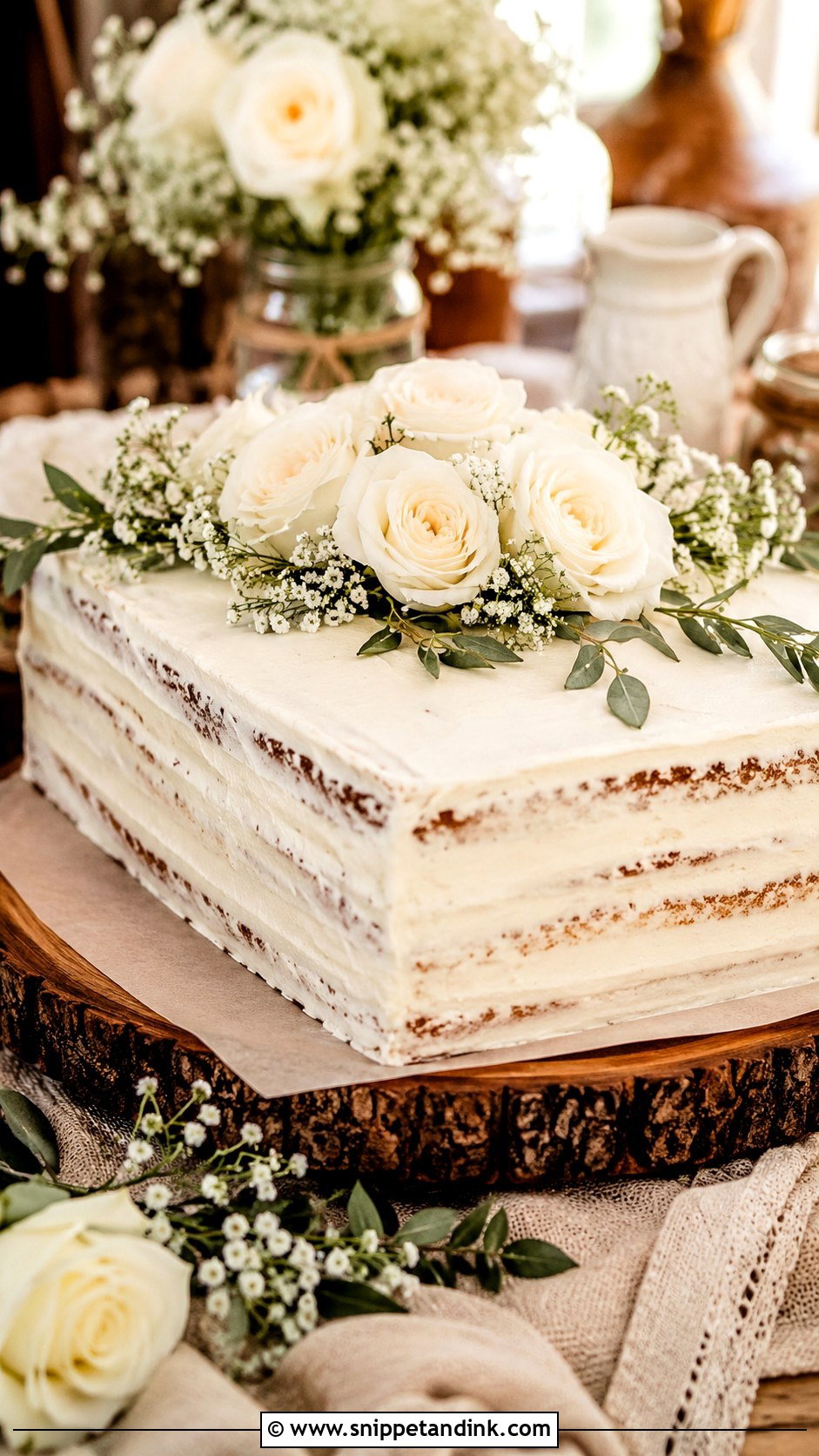Rustic Rectangle Wedding Cake With Flowers - Snippet and Ink - 20 Rectangle Cake Ideas with Flowers for Wedding