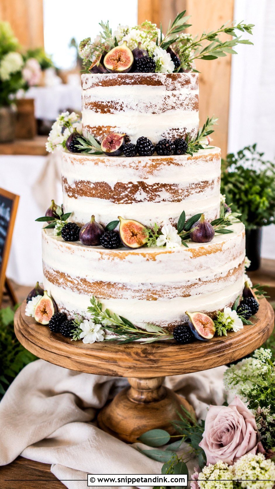 Rustic Stacked Wedding Cake - Snippet and Ink - 20 Stacking Wedding Cakes Ideas
