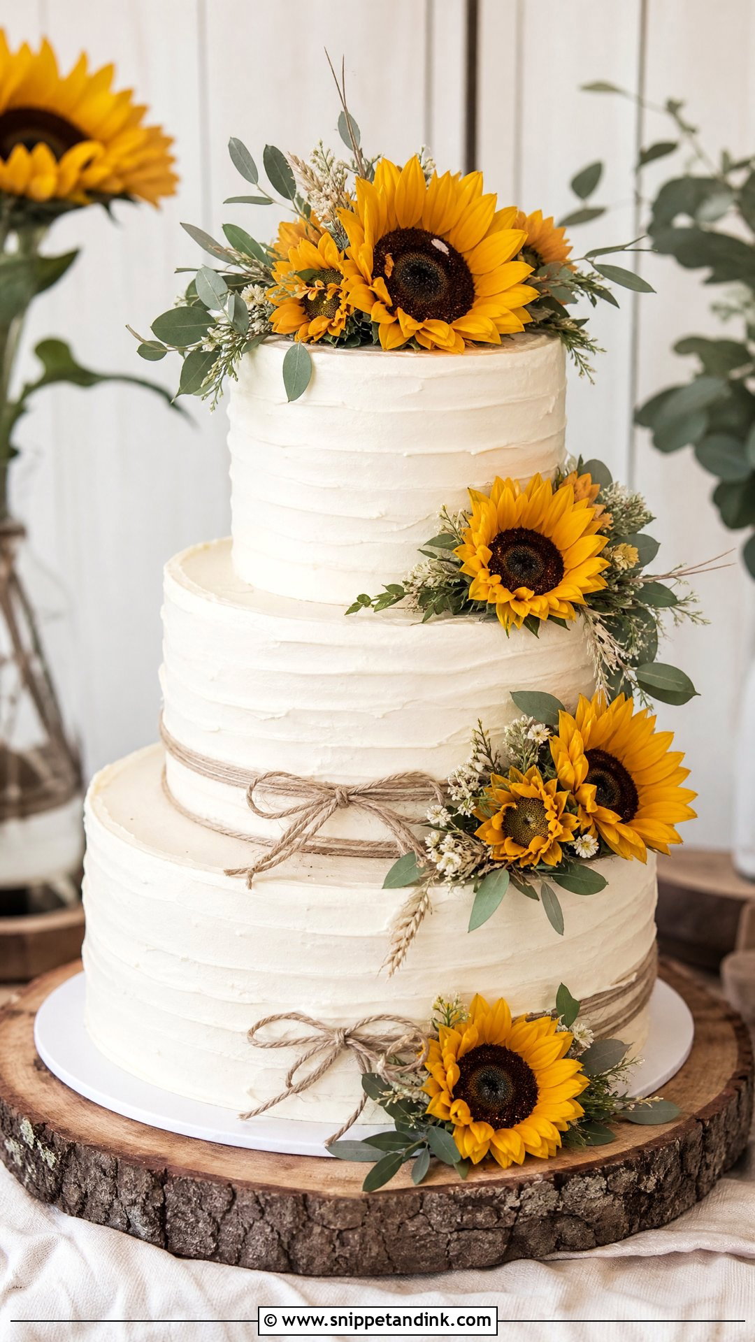 Rustic Sunflower Wedding Cake - Snippet and Ink - 30 Sunflower Cake Design Ideas for Wedding