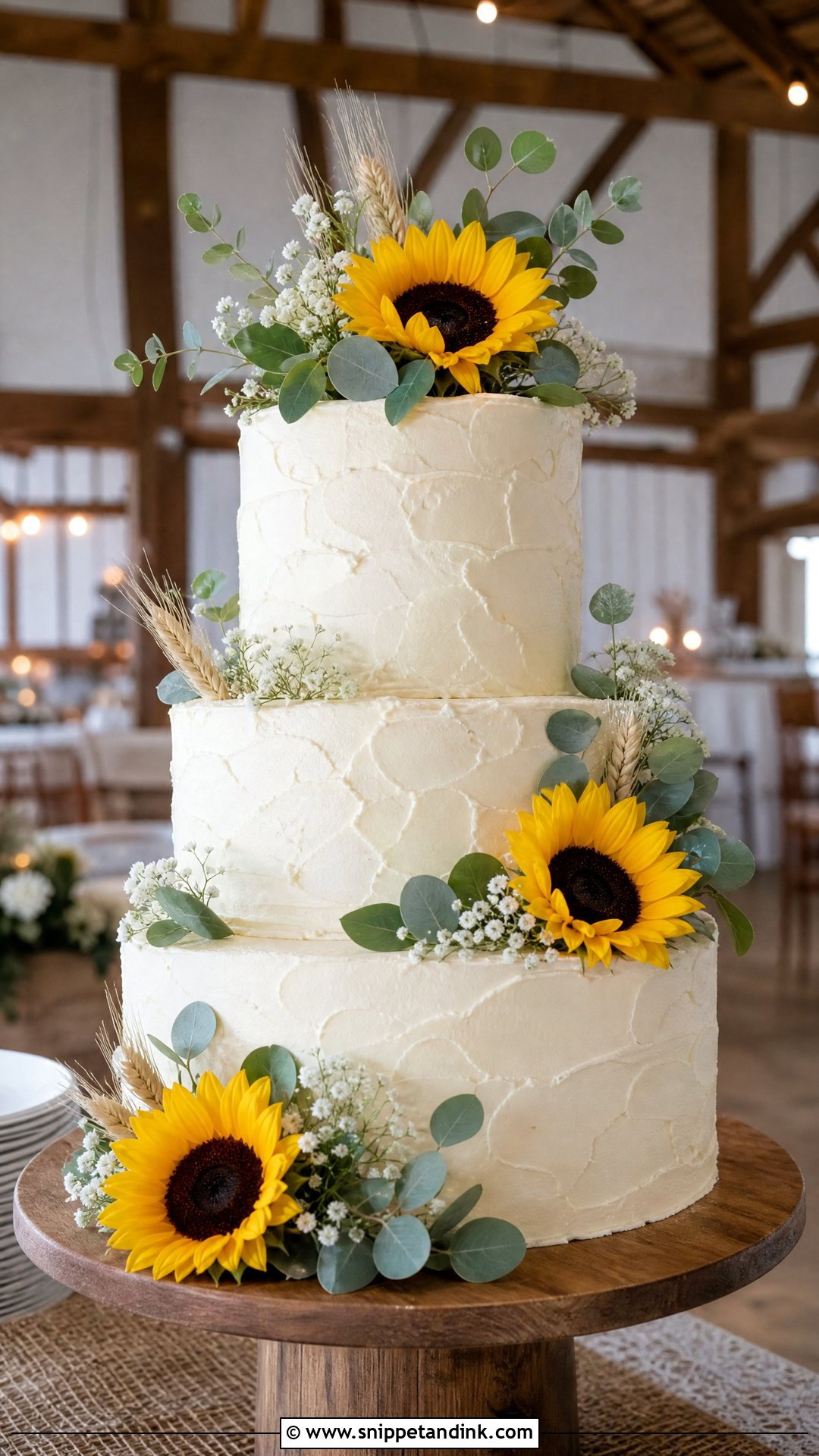 Rustic Sunflower Wedding Cake - Snippet and Ink - 20 Sunflower Themed Cake Ideas for Wedding