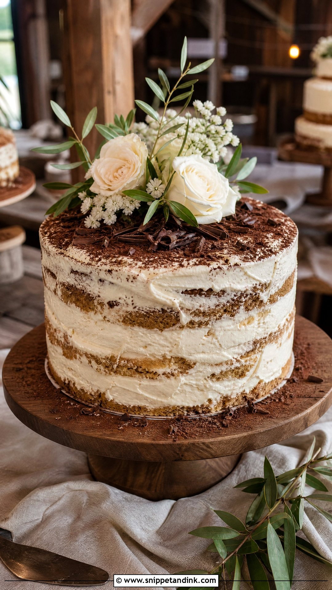 Rustic Tiramisu Wedding Cake - Snippet and Ink - 25 Tiramisu Wedding Cake Ideas