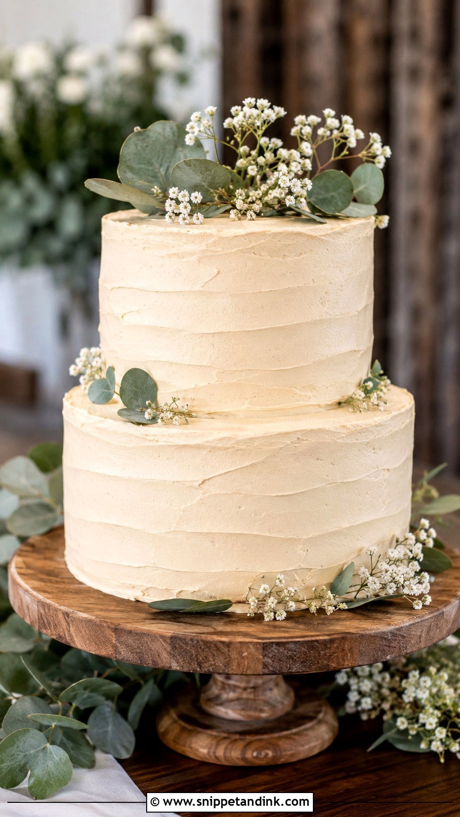Rustic Two Tier Buttercream Wedding Cake - Snippet and Ink - 30 Simple Buttercream Two Tier Wedding Cake Ideas