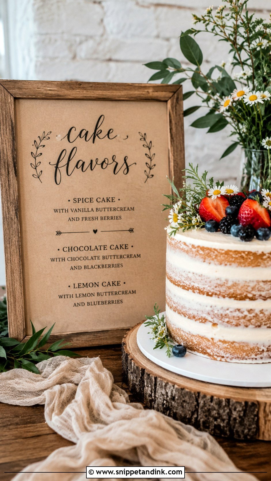 Rustic Wedding Cake Flavor Sign - Snippet and Ink - 20 Wedding Cake Flavour Sign Ideas