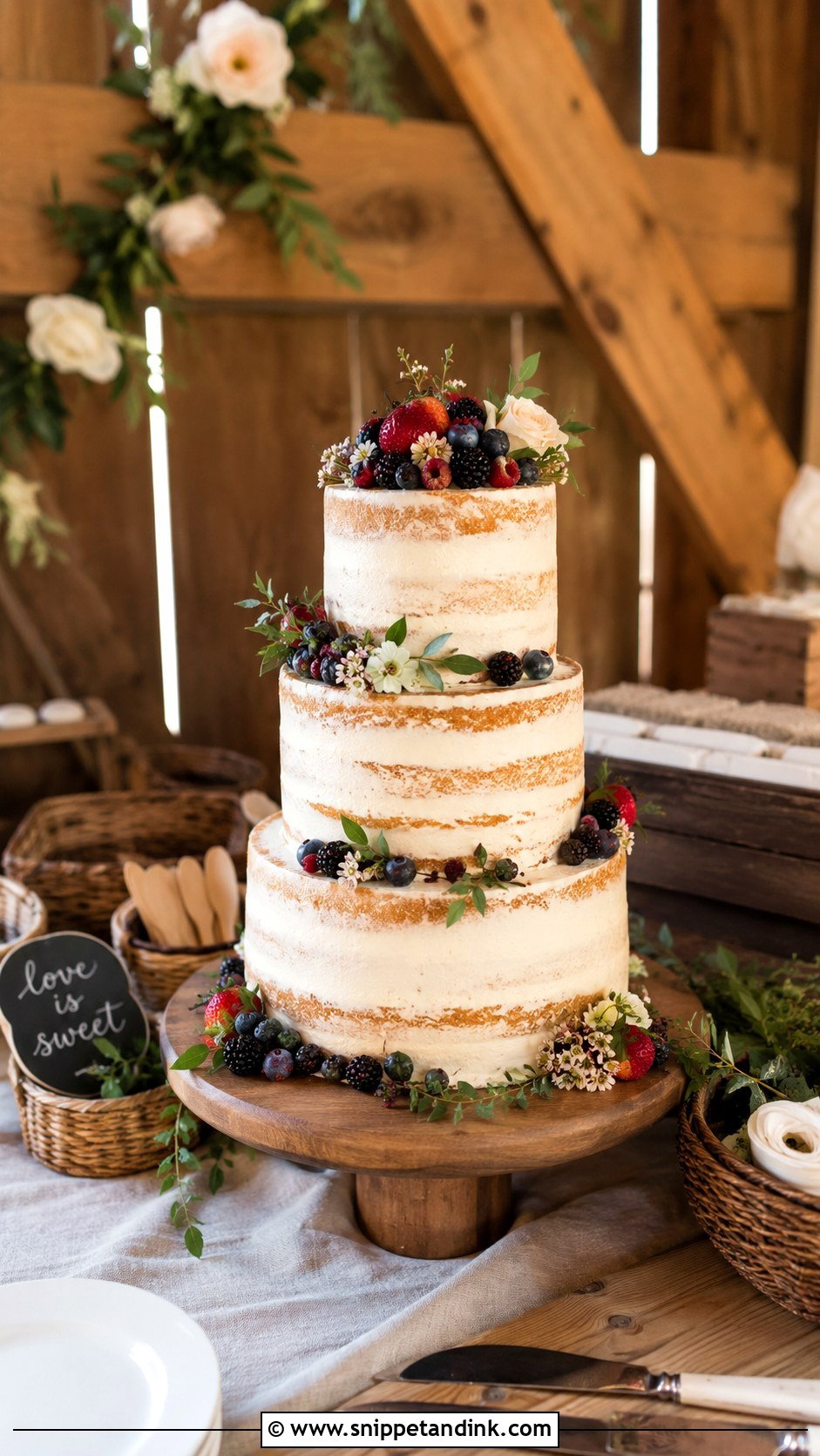 Rustic Wedding Cake Station - Snippet and Ink - 20 Wedding Cake Station Ideas
