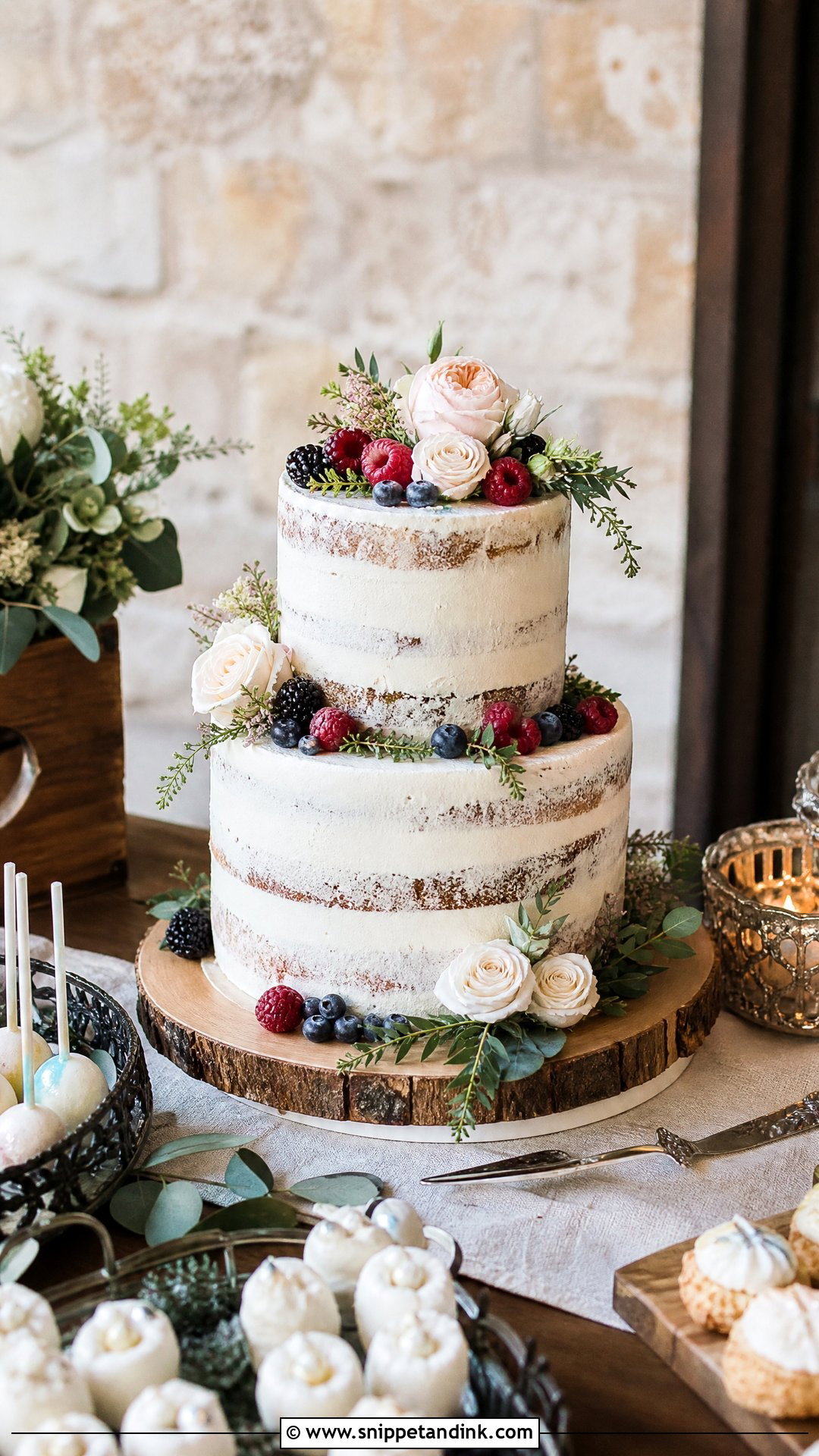 Rustic Wedding Cake Table - Snippet and Ink - 20 Rustic Wedding Cake Ideas