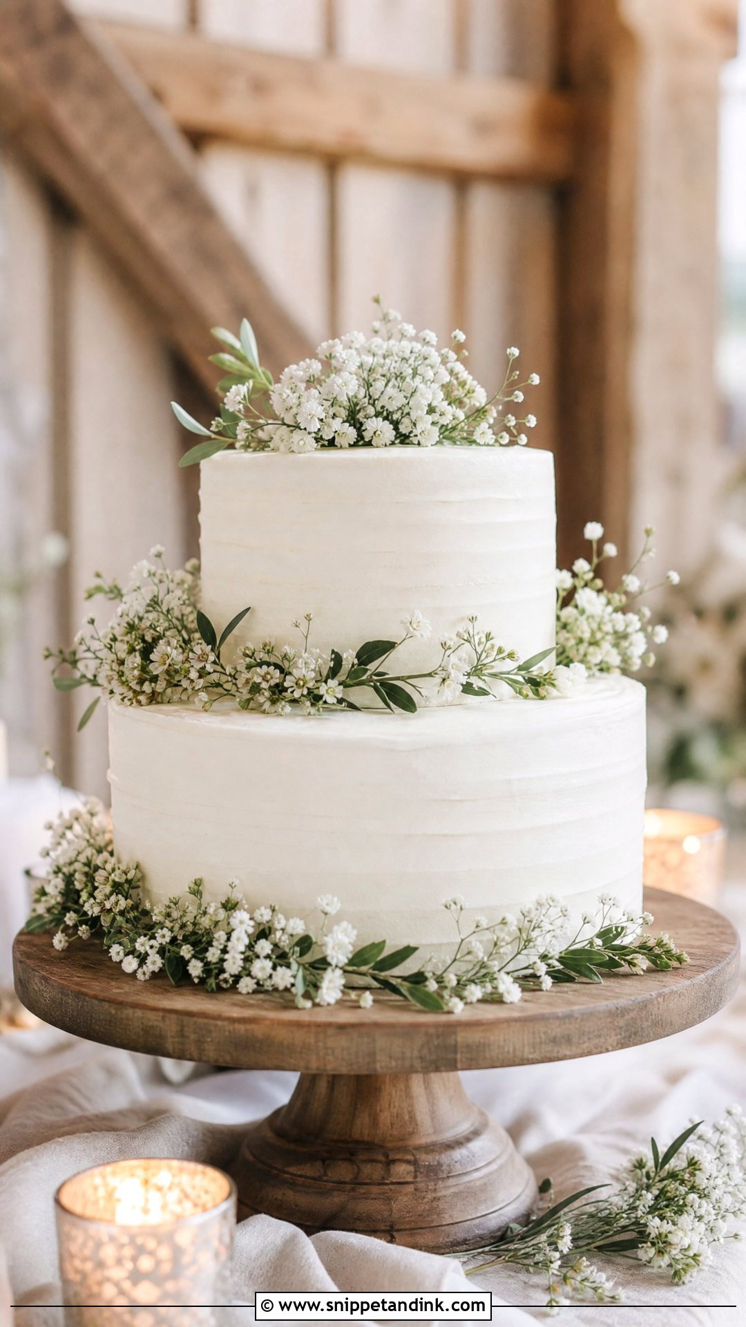 Rustic Wedding Cake With Babys Breath - Snippet and Ink - 30 Rustic Cake Ideas for Wedding