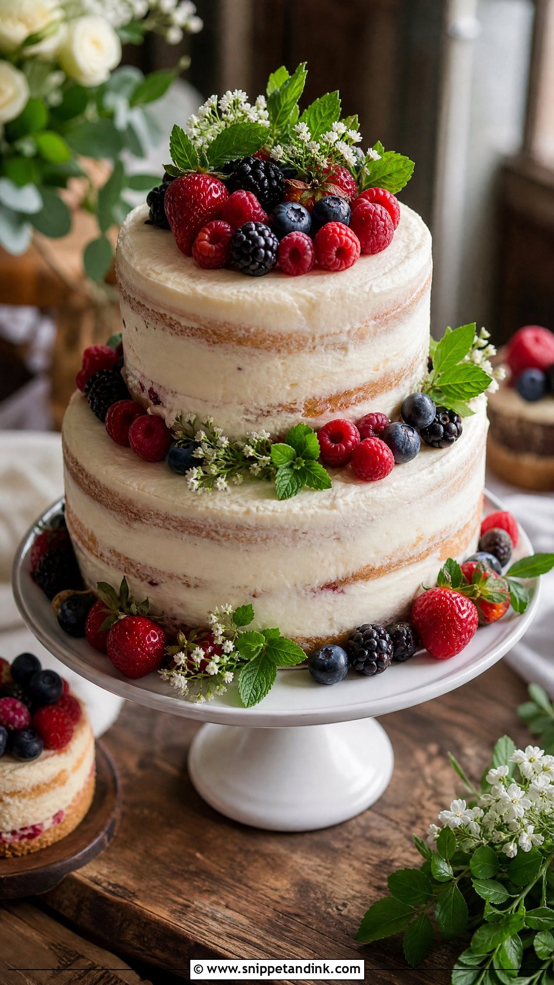 Rustic Wedding Cake With Berries - Snippet and Ink - 20 Rustic Wedding Cakes