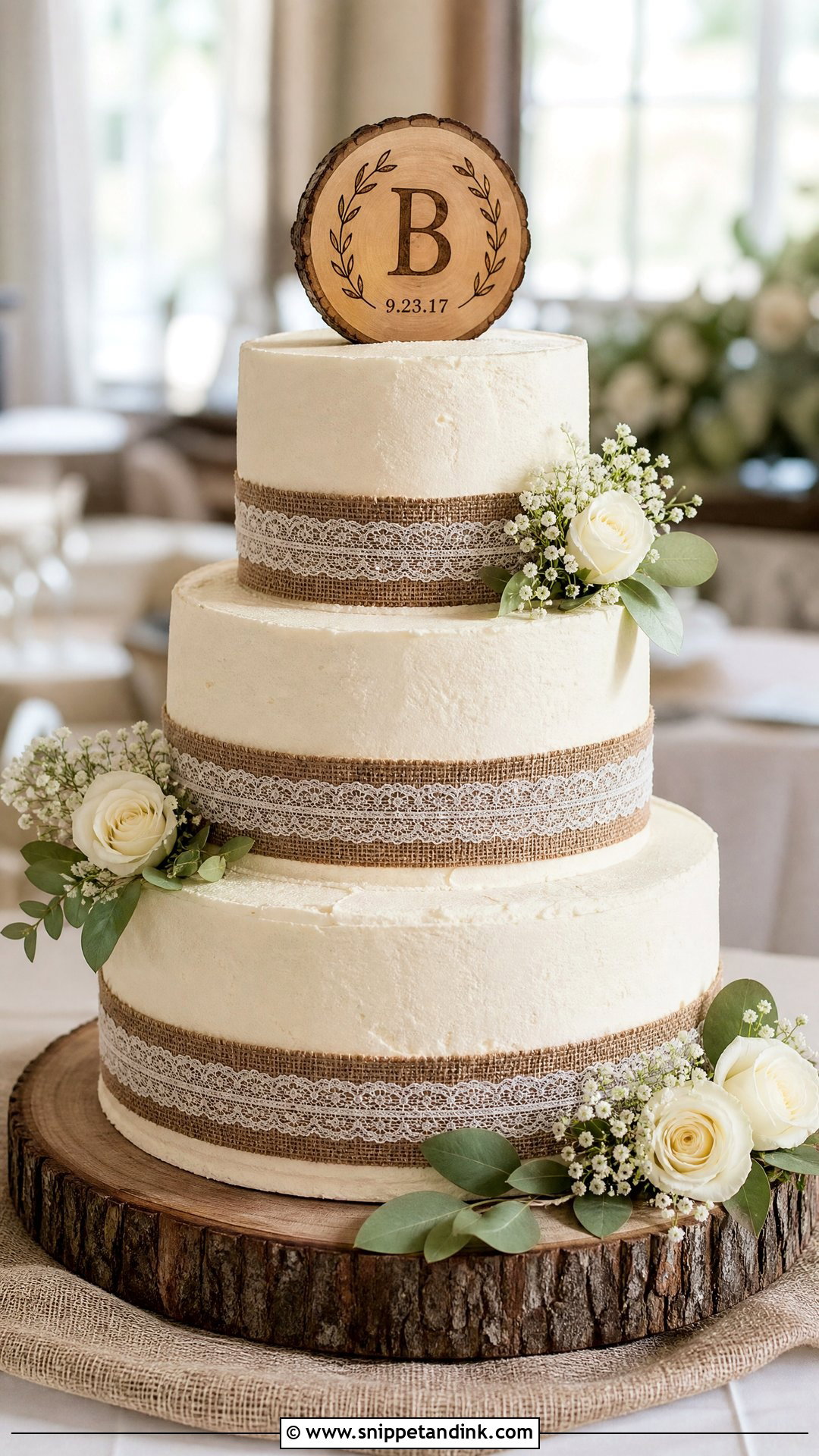 Rustic Wedding Cake With Burlap Ribbon - Snippet and Ink - 30 Rustic Cake Ideas for Wedding