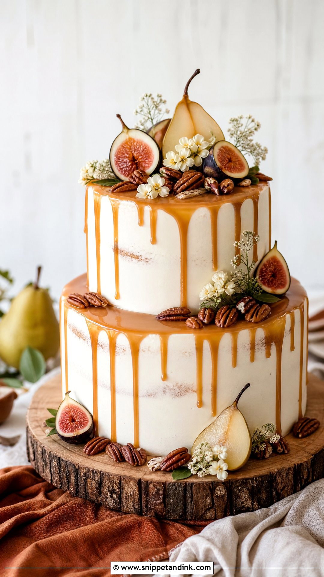 Rustic Wedding Cake With Caramel Drip - Snippet and Ink - 20 Rustic Wedding Cake Ideas