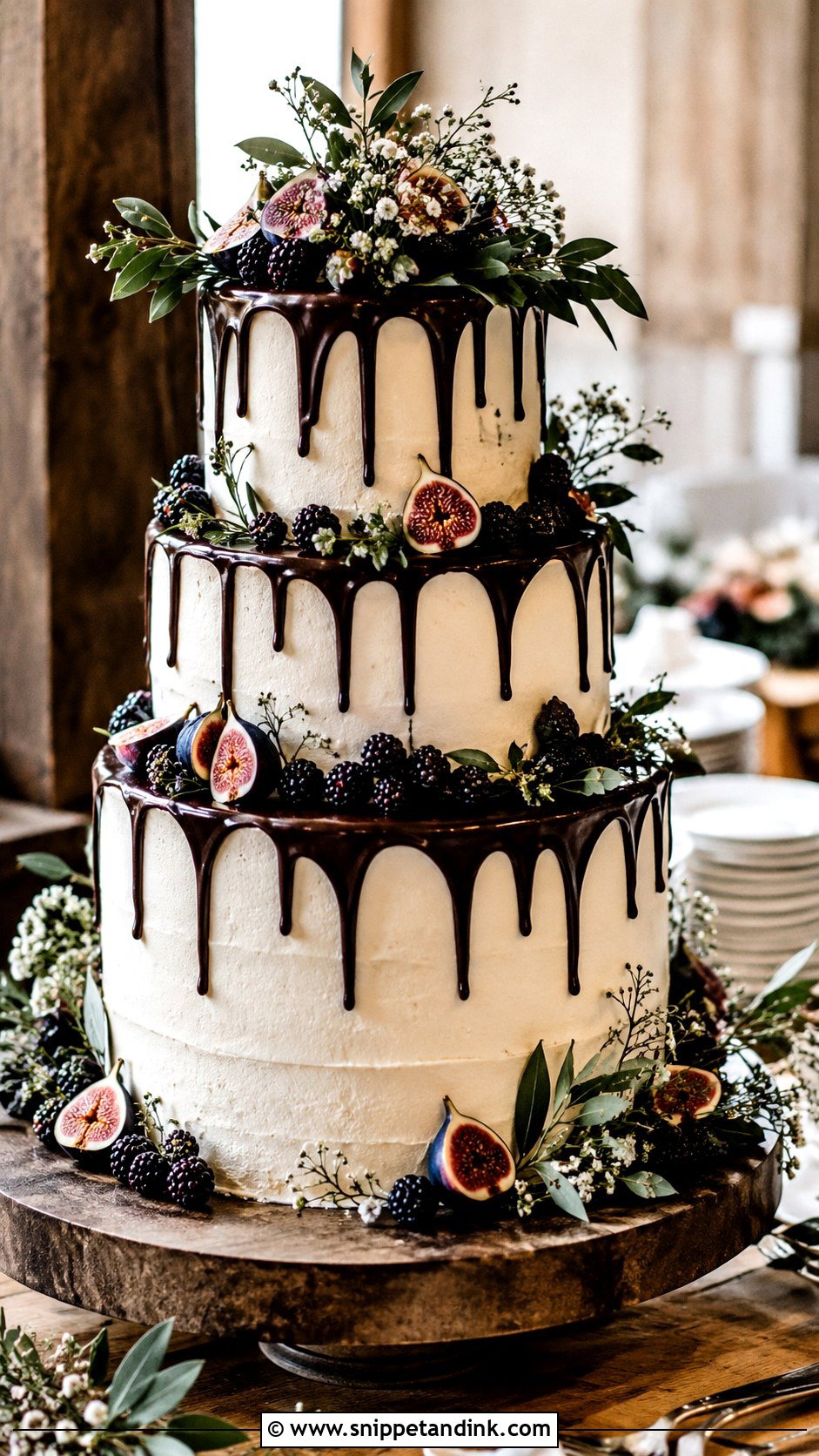 Rustic Wedding Cake With Chocolate Drip - Snippet and Ink - 20 Rustic Wedding Cake Inspiration