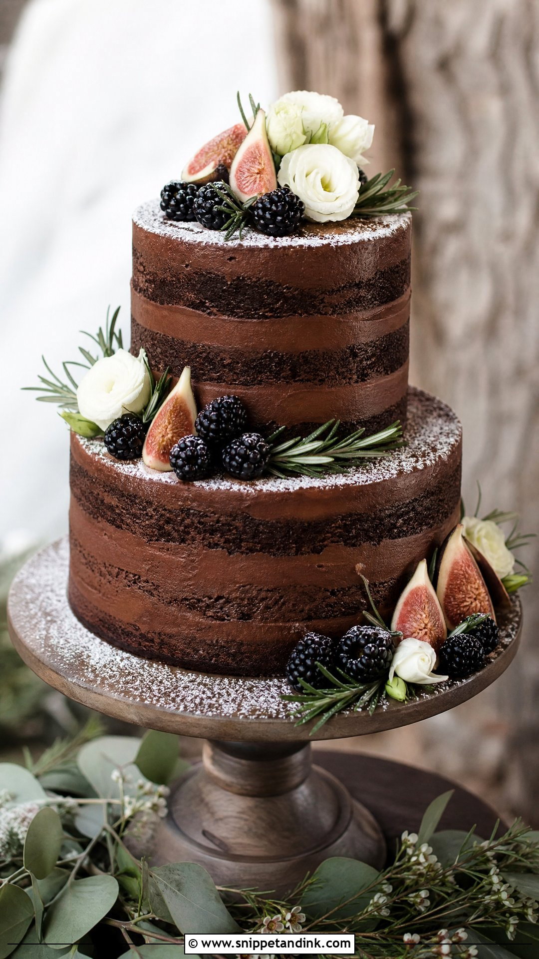 Rustic Wedding Cake With Chocolate - Snippet and Ink - 20 Rustic Wedding Cakes