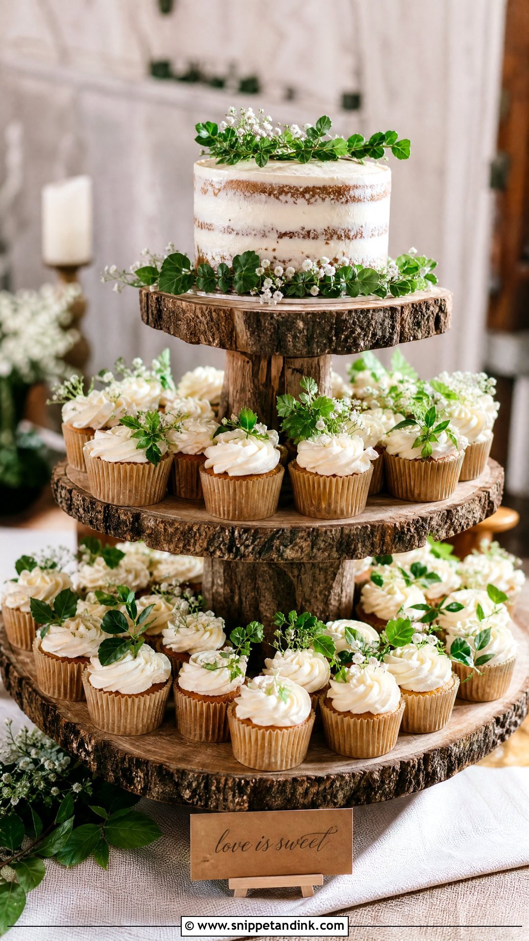 Rustic Wedding Cake With Cupcakes - Snippet and Ink - 20 Wedding Cake with Cupcakes
