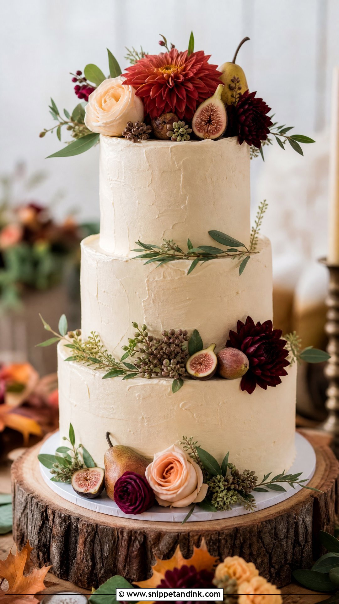 Rustic Wedding Cake With Fall Flowers - Snippet and Ink - 20 Rustic Wedding Cakes