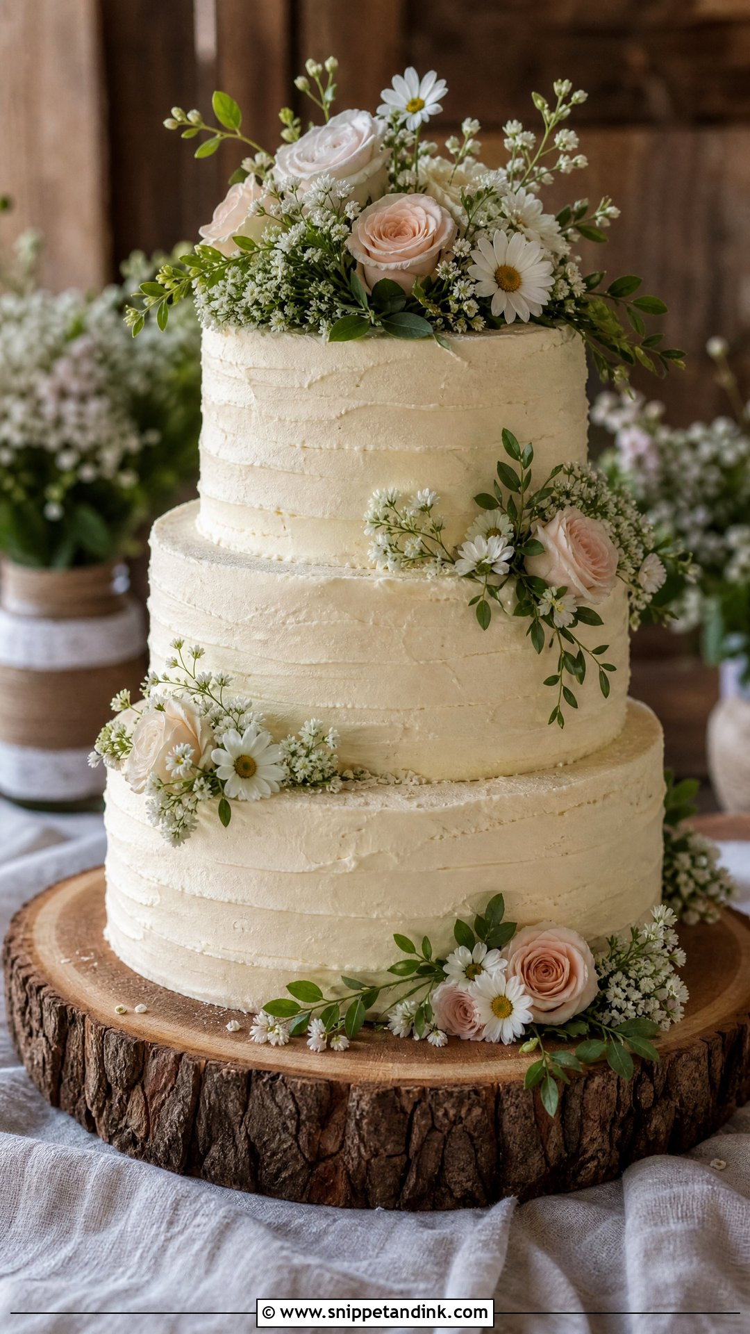 Rustic Wedding Cake With Flowers - Snippet and Ink - 20 Wedding Cake with Flowers
