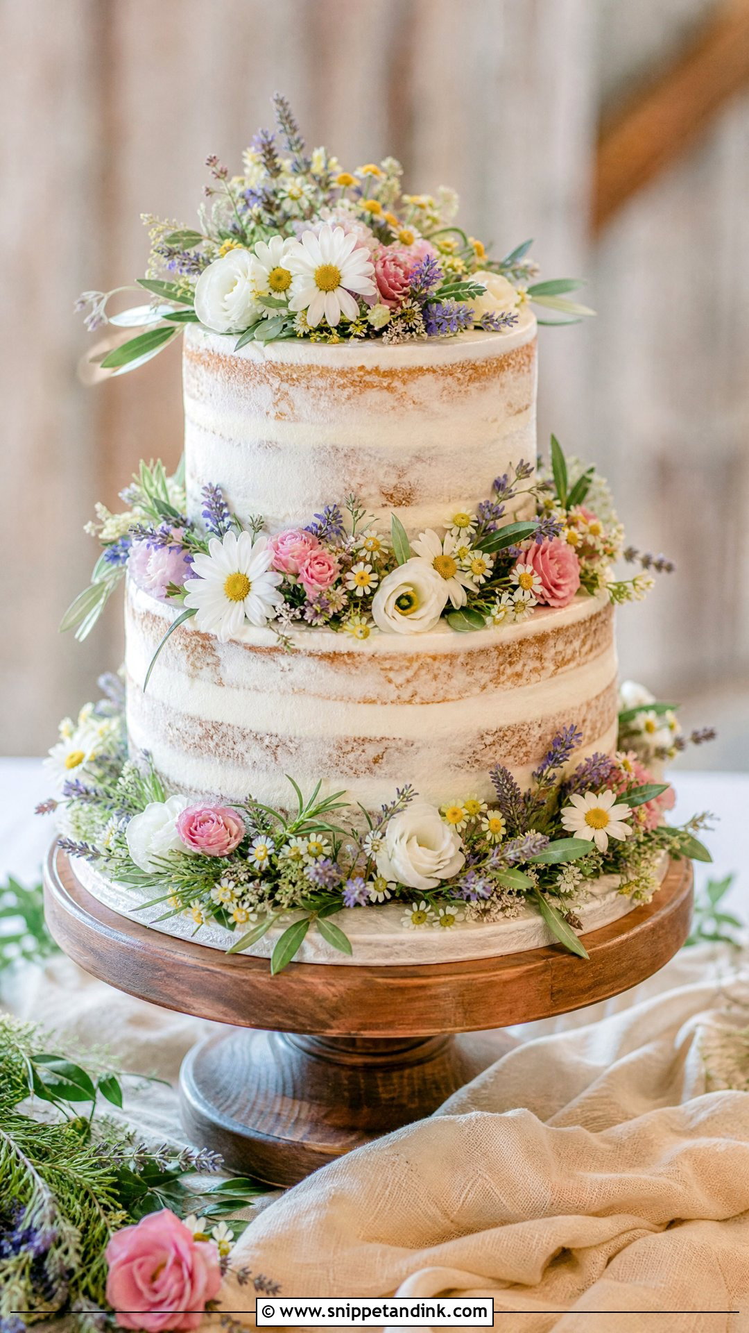 Rustic Wedding Cake With Flowers - Snippet and Ink - 35 Cakes with Flowers for Wedding
