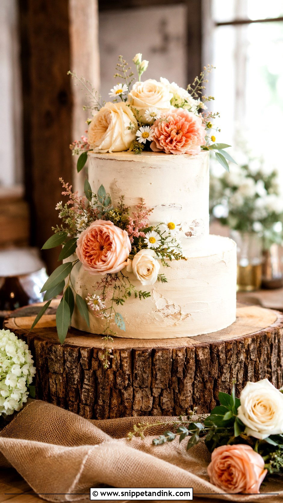 Rustic Wedding Cake With Flowers - Snippet and Ink - 20 Simple Flower Cake Ideas for Wedding