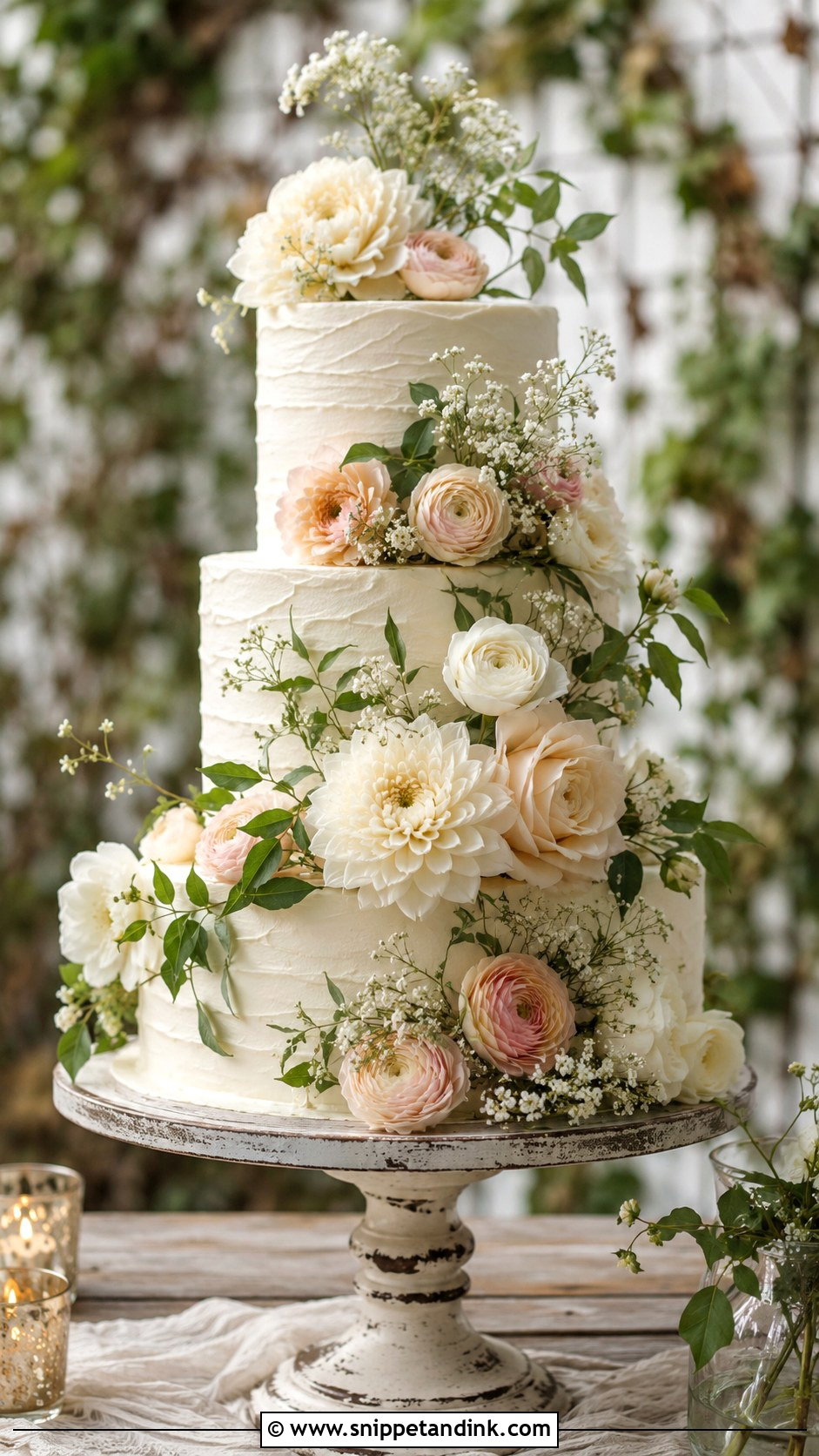 Rustic Wedding Cake With Fresh Flowers - Snippet and Ink - 20 Rustic Wedding Cake Inspiration