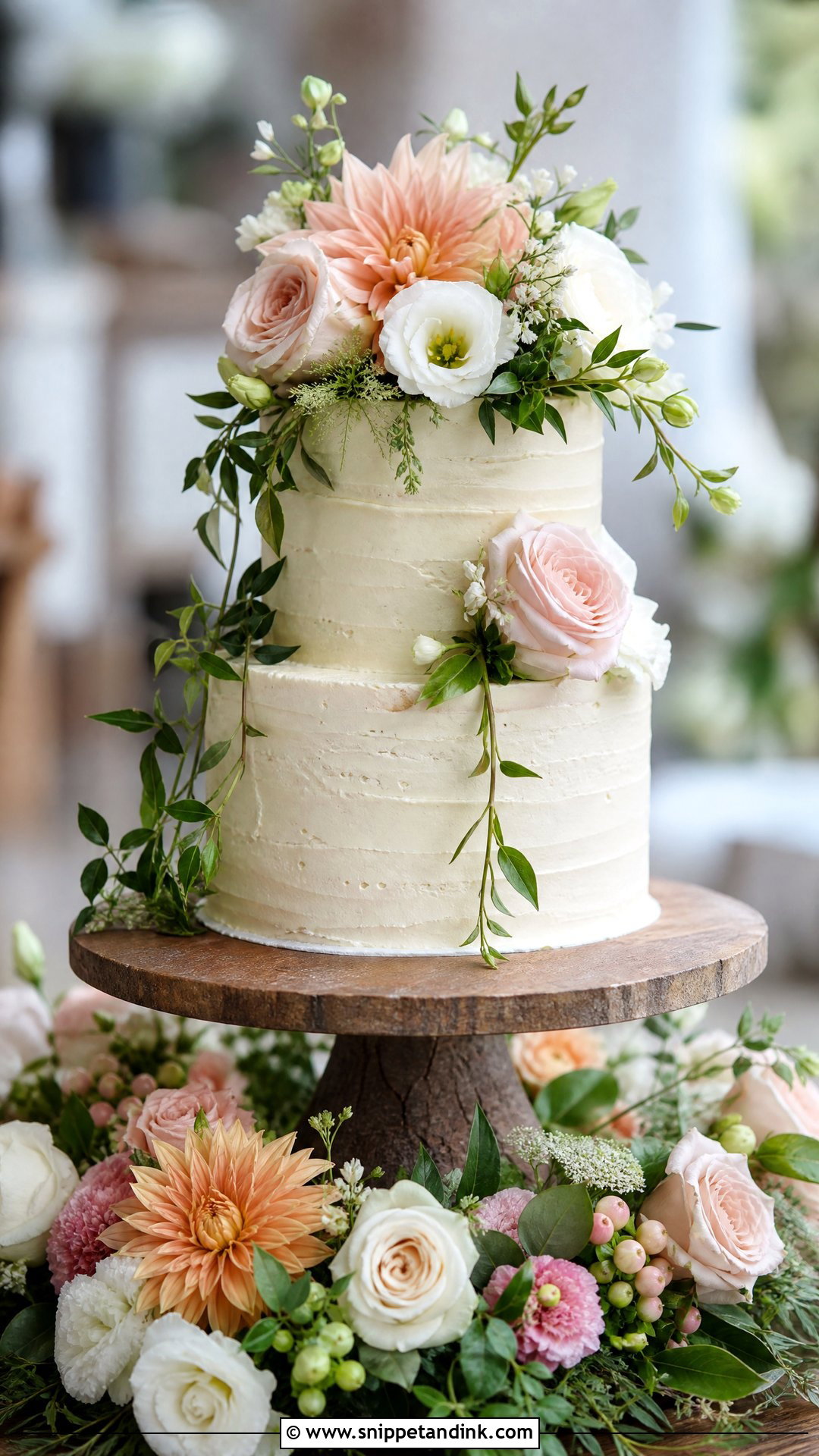 Rustic Wedding Cake With Fresh Flowers - Snippet and Ink - 20 Rustic Wedding Cakes