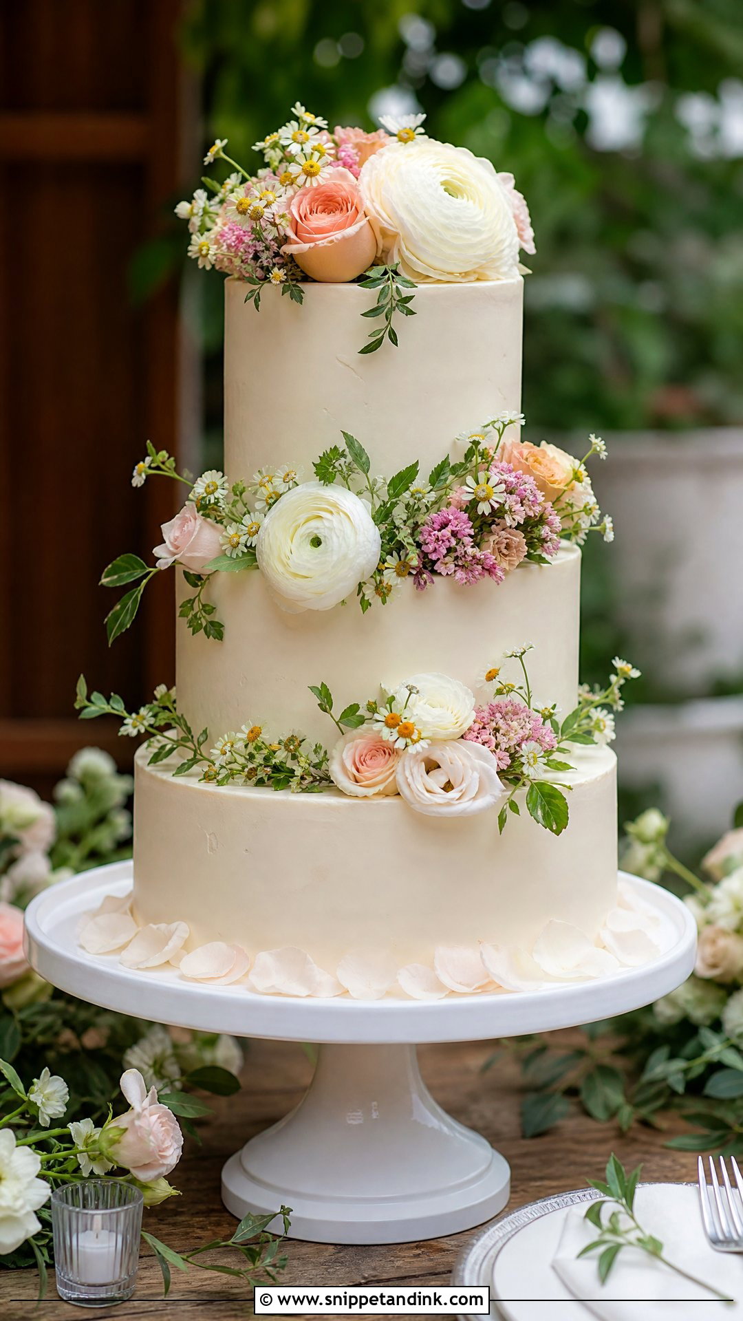 Rustic Wedding Cake With Fresh Flowers - Snippet and Ink - 30 Rustic Cake Ideas for Wedding