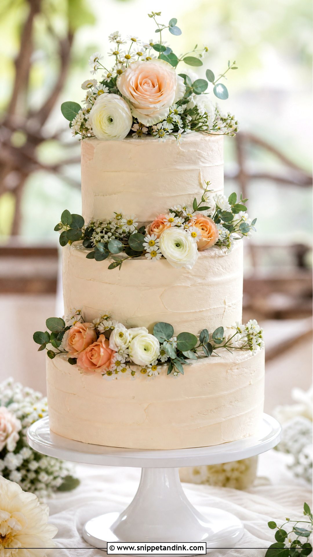 Rustic Wedding Cake With Fresh Flowers - Snippet and Ink - 20 Rustic Wedding Cake Ideas