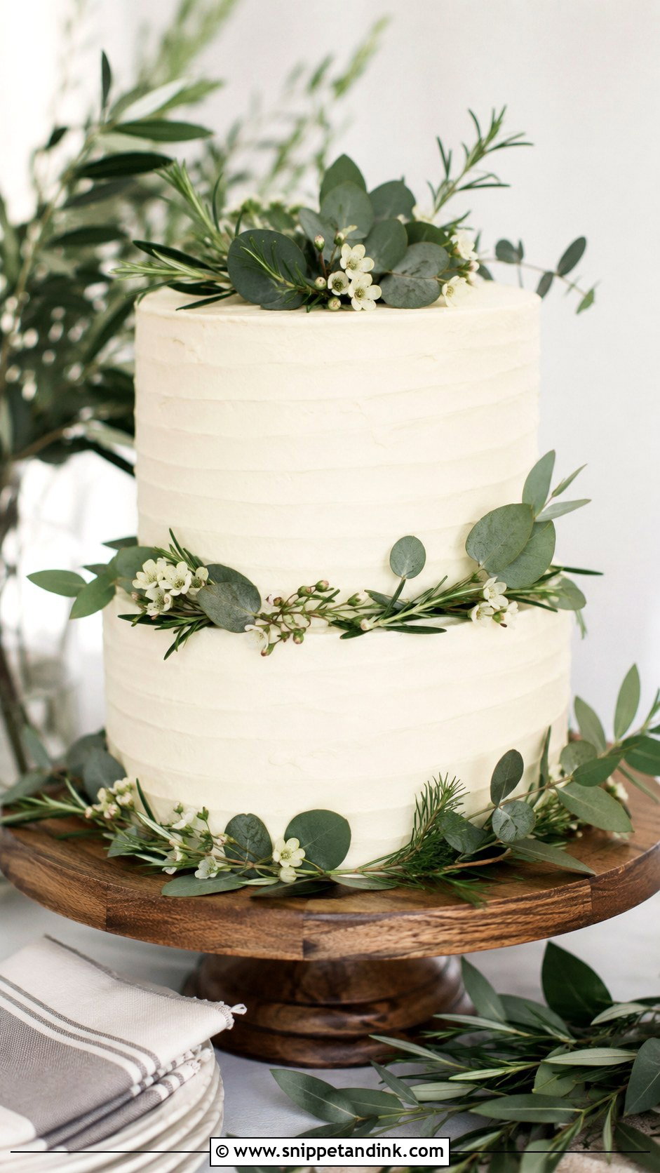 Rustic Wedding Cake With Greenery - Snippet and Ink - 20 Rustic Wedding Cake Inspiration