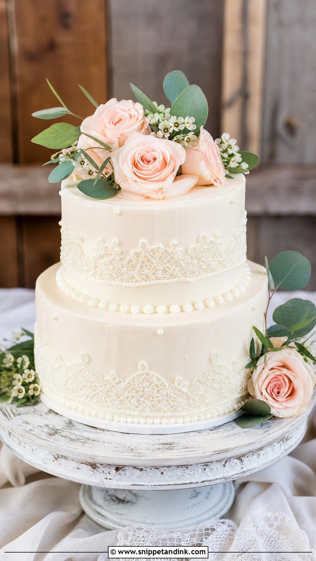 Rustic Wedding Cake With Lace - Snippet and Ink - 30 Rustic Cake Ideas for Wedding